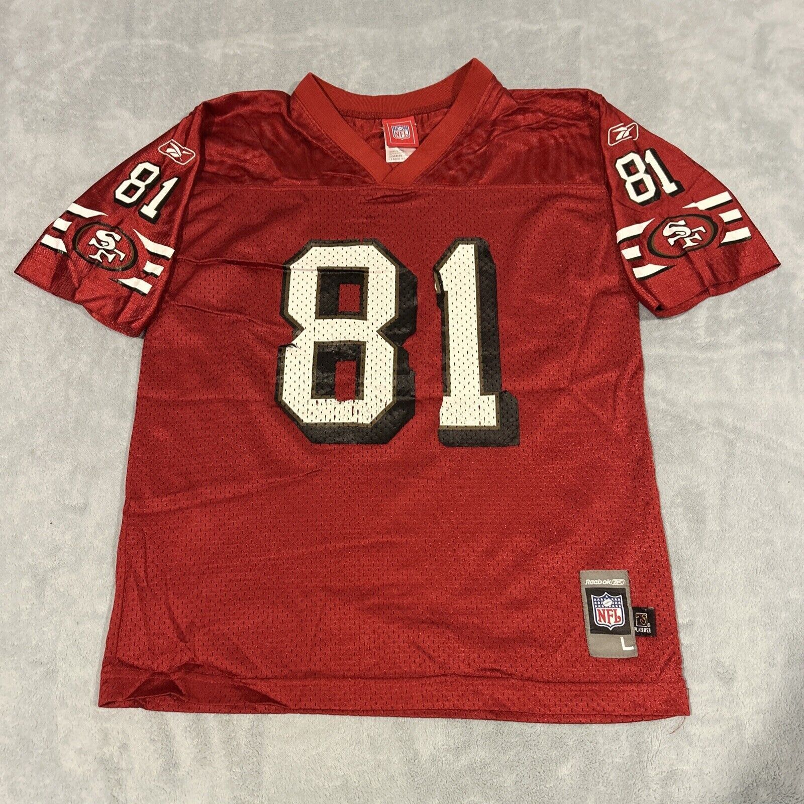 Reebok NFL 49ers Jersey Woods 81 Mens Chest 18 Small Youth Large Size US L / EU 52-54 / 3 - 2 Thumbnail