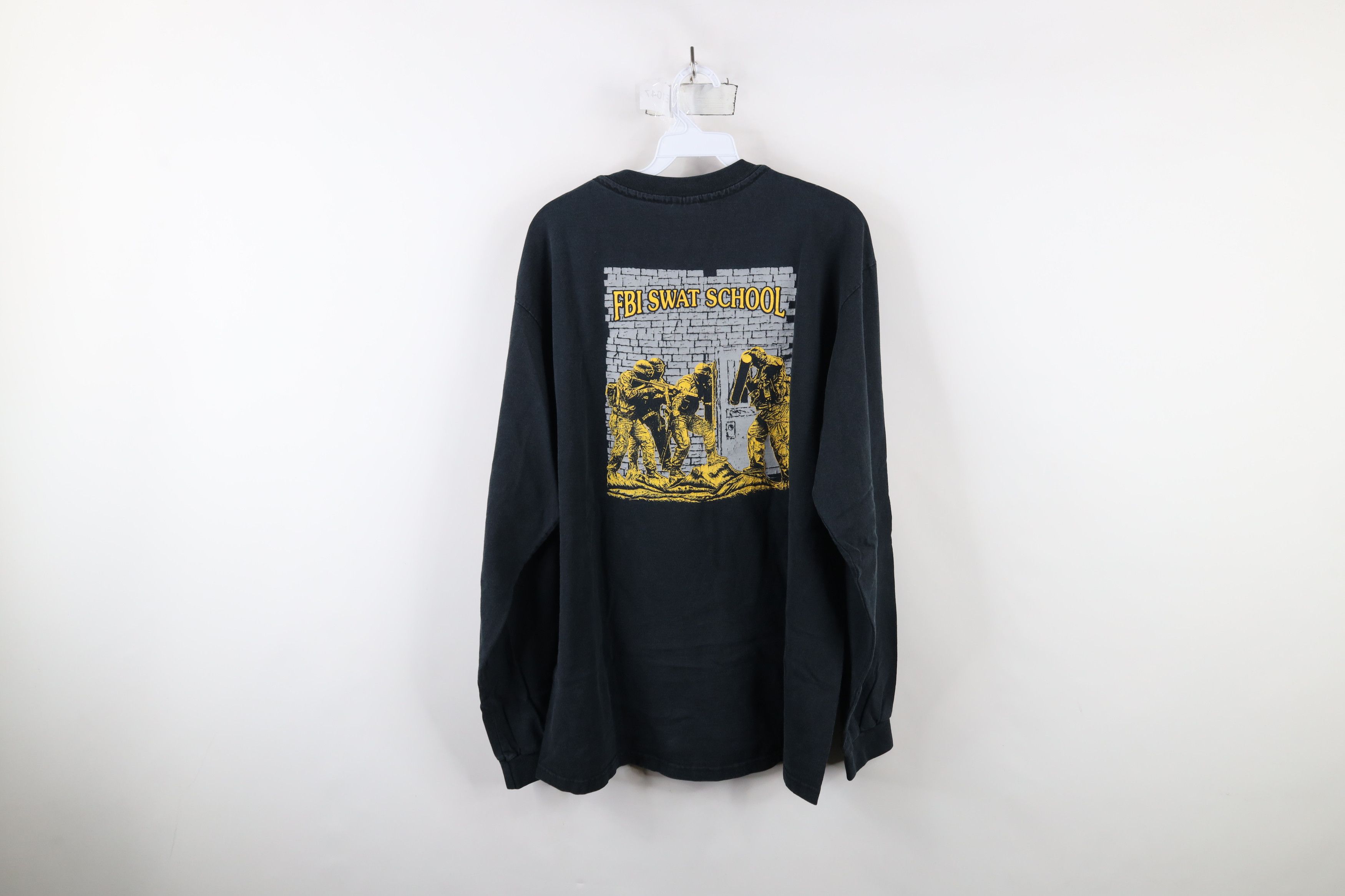 Vintage Vintage 90s FBI Swat School Long Sleeve T-Shirt Black USA Size US XL / EU 56 / 4 - 10 Thumbnail