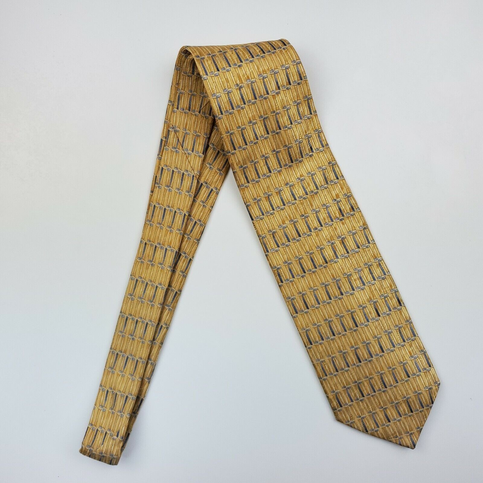 Vintage Geoffrey Beene DuPont Teflon Yellow Geometric Silk Tie Size ONE SIZE - 7 Thumbnail
