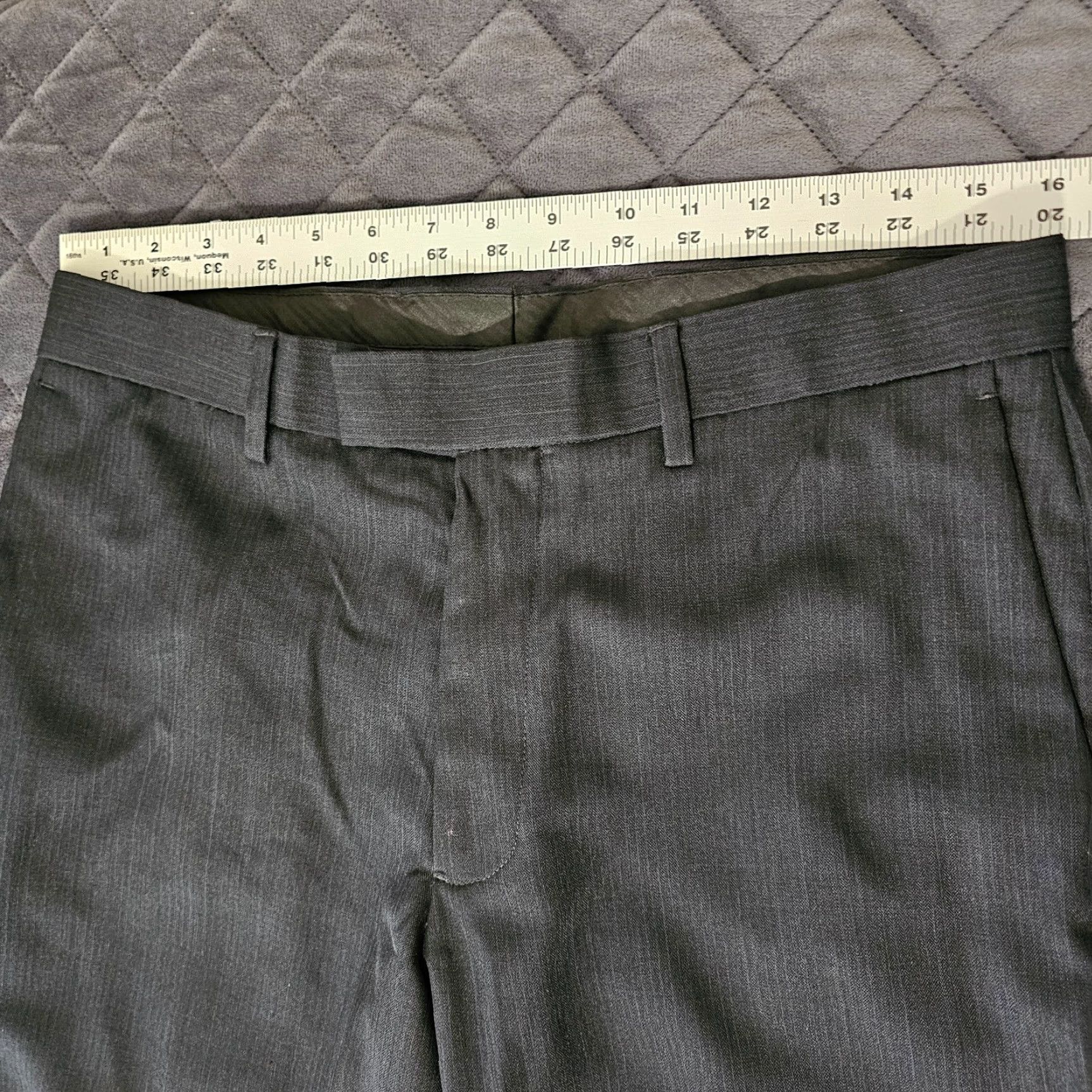 Perry Ellis Perry Ellis Portfolio Men's Dress Pants 32 x 30 Heather Black Semi-Stripe Flat Front Classic Straight Leg Dress Pants Mens 32 Black Size US 32 / EU 48 - 5 Thumbnail