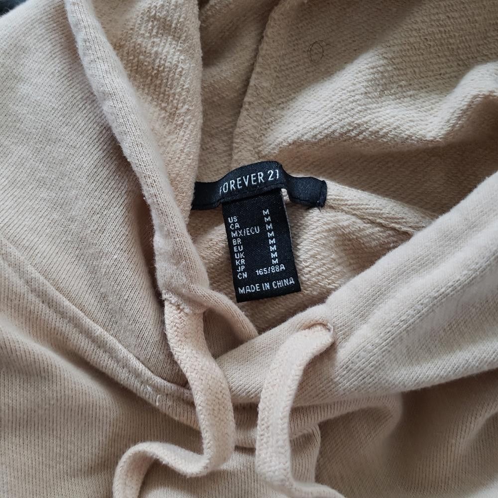 Forever 21 Nude Longline F21 Hoodie Long Sleeve Size M / US 6-8 / IT 42-44 - 3 Thumbnail