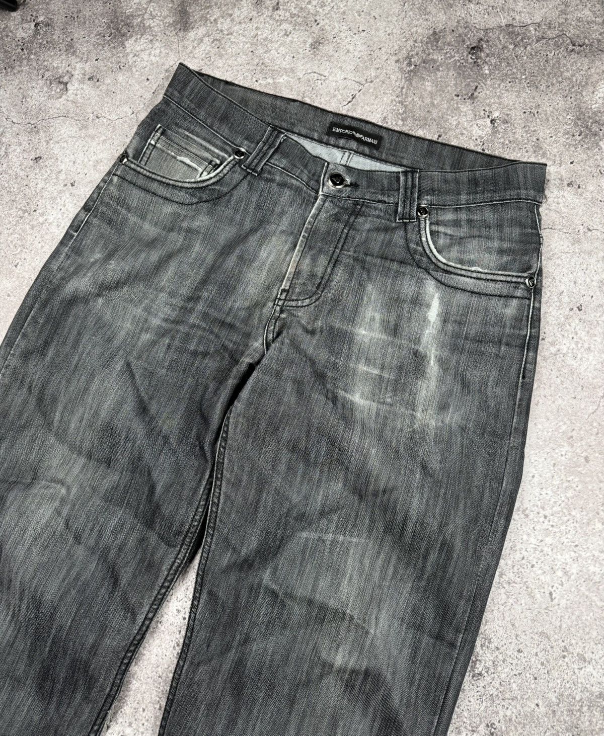 Armani CRAZY ARMANI BAGGY WASHED DISTRESSED JEANS JAPANESSE RARE Size US 33 - 3 Thumbnail