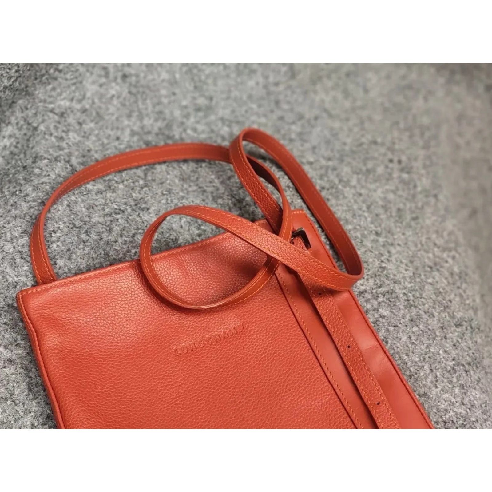 Longchamp VINTAGE Longchamp Design orange leather shoulder messenger Handbag Womens Luxure Size ONE SIZE - 5 Thumbnail