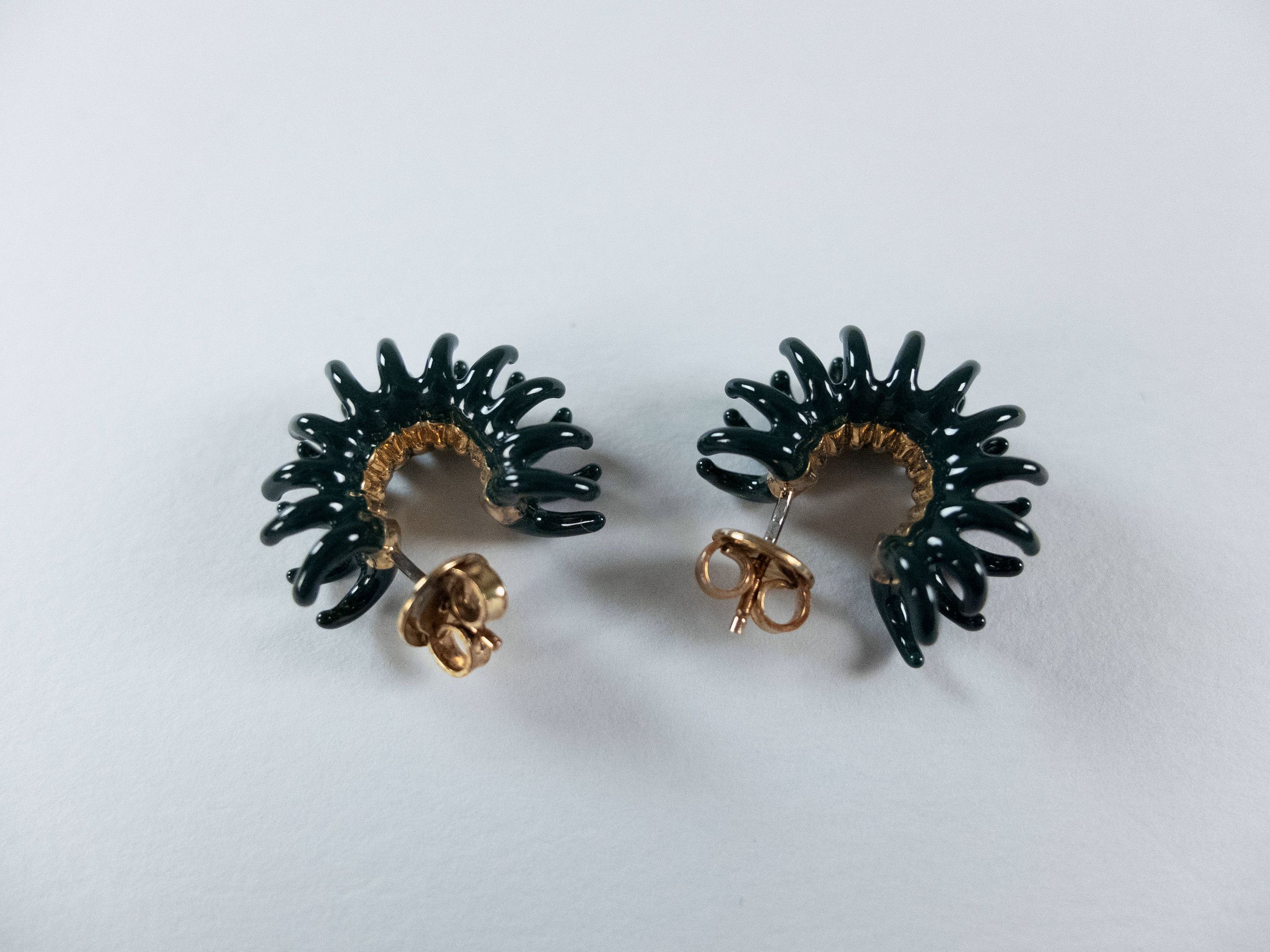 Bottega Veneta BOTTEGA VENETA Spine dark green enameled hoop earrings q Size ONE SIZE - 4 Thumbnail
