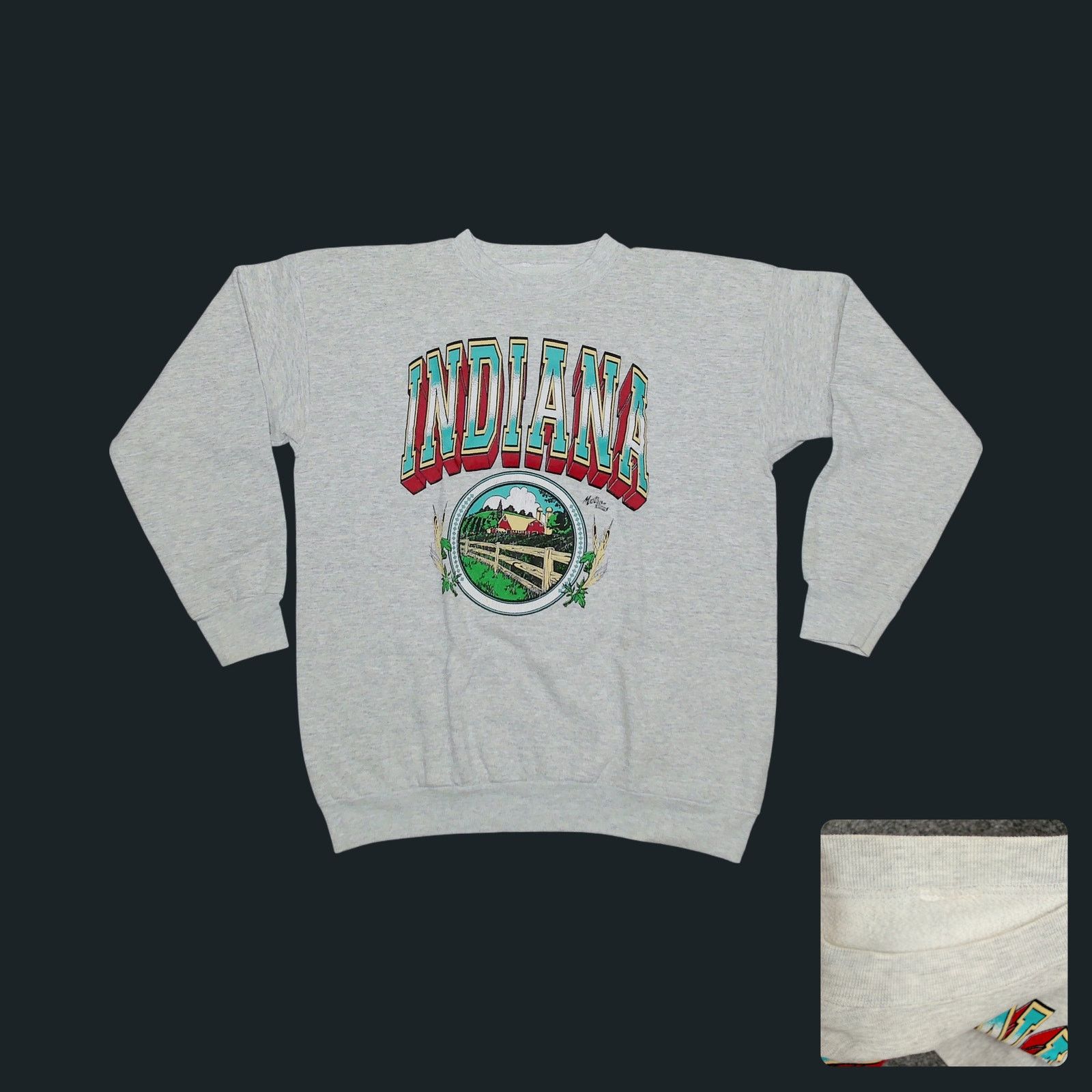 Vintage Vintage 90s Oversized Indiana Farm Spellout Crewneck Size XL / US 12-14 / IT 48-50 - 1 Thumbnail