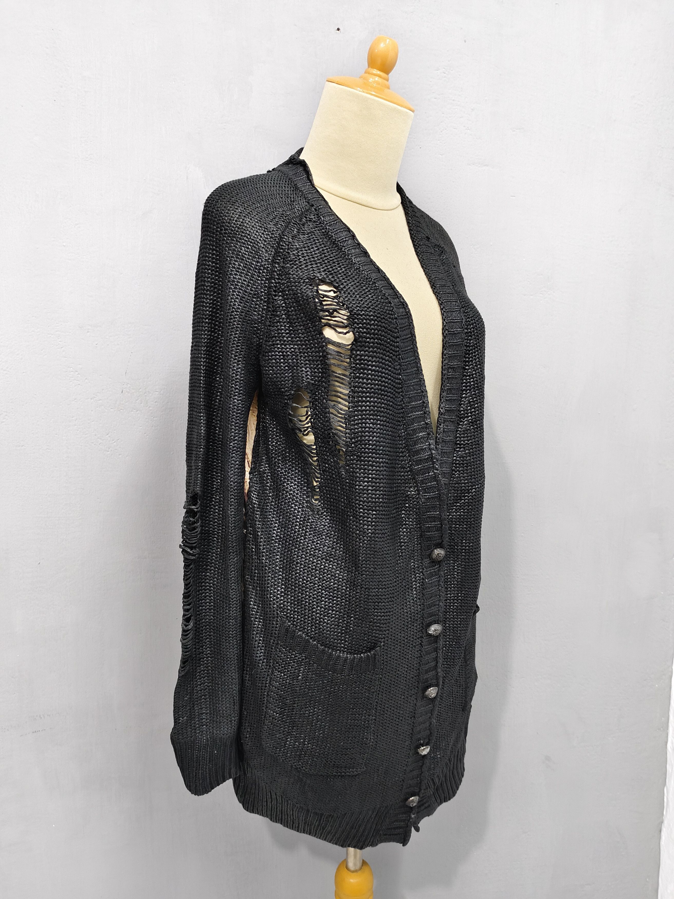 Seditionaries 🇫🇷 Rive Gauche❤️‍🔥Punk Gothic Distressed Wax Knit Cardiga Size M / US 6-8 / IT 42-44 - 3 Thumbnail