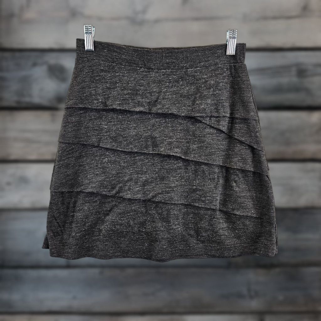Prana prAna Womens Tiered Skirt XS Charcoal Gray Pull On Wool Blend A-Line Short Womens Size 26" / US 2 / IT 38 - 1 Thumbnail