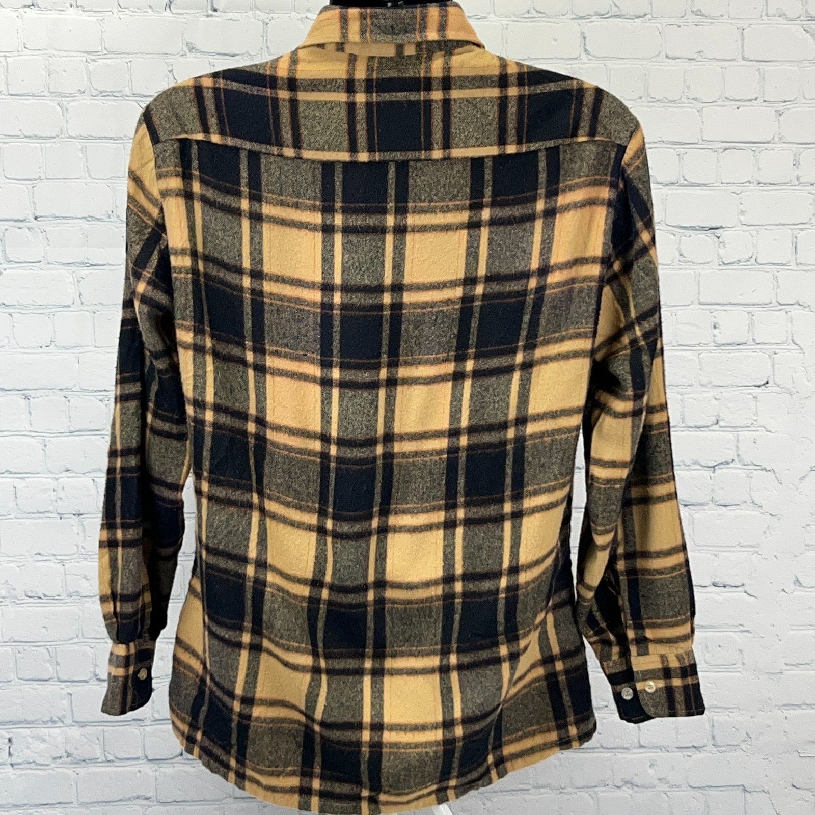 Vintage Vintage 90s Kentfield Flannel Button Front Shirt Beige M Size US M / EU 48-50 / 2 - 3 Thumbnail