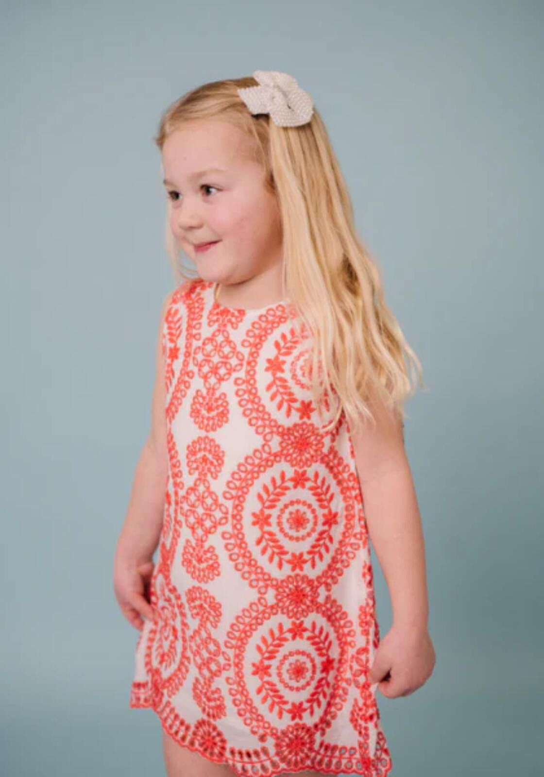 Other Doe a Dear Coral Poppy Embroidered Dress 5Y Size ONE SIZE - 3 Thumbnail