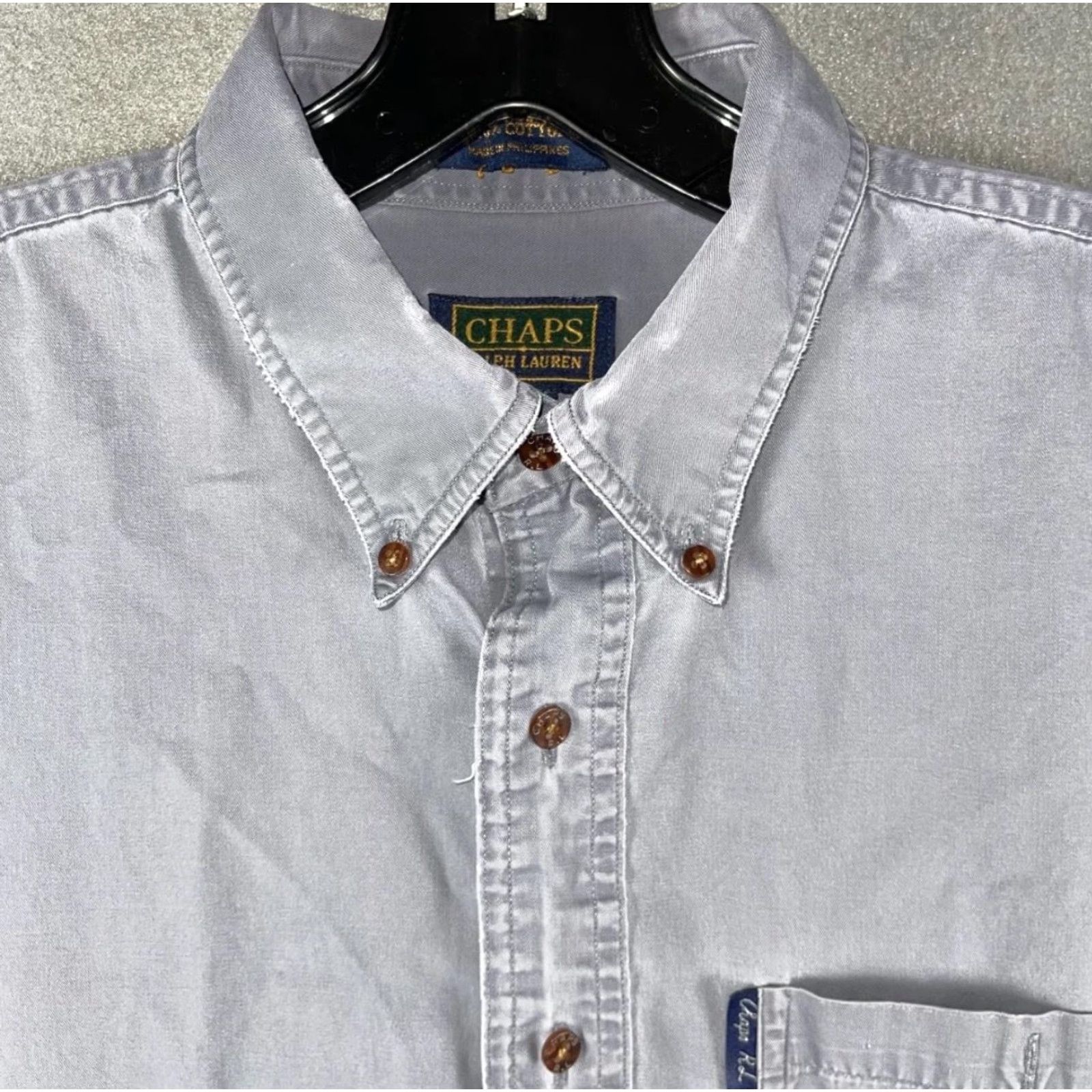 Ralph Lauren Chaps Ralph Lauren Shirt Mens Large Gray Button Down Long Sleeve Casual Cotton Size US L / EU 52-54 / 3 - 4 Thumbnail