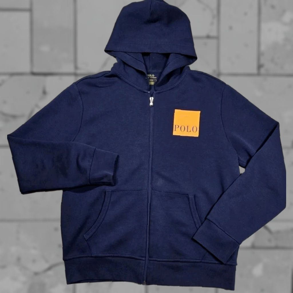 Polo Ralph Lauren POLO RALPH LAUREN Men's Blue Double-Knit Full Zip Hoodie Box Logo Orange Hoodie Men's Blue Polo Ralph Lauren Full Zip Hoodie Box Logo Orange Size US L / EU 52-54 / 3 - 1 Thumbnail