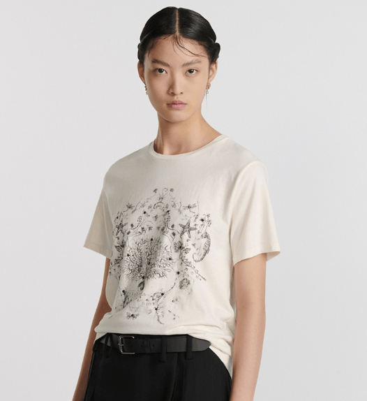 Dior o1w1db10326 513T06 T-Shirt in White/Black Size XS / US 0-2 / IT 36-38 - 4 Thumbnail