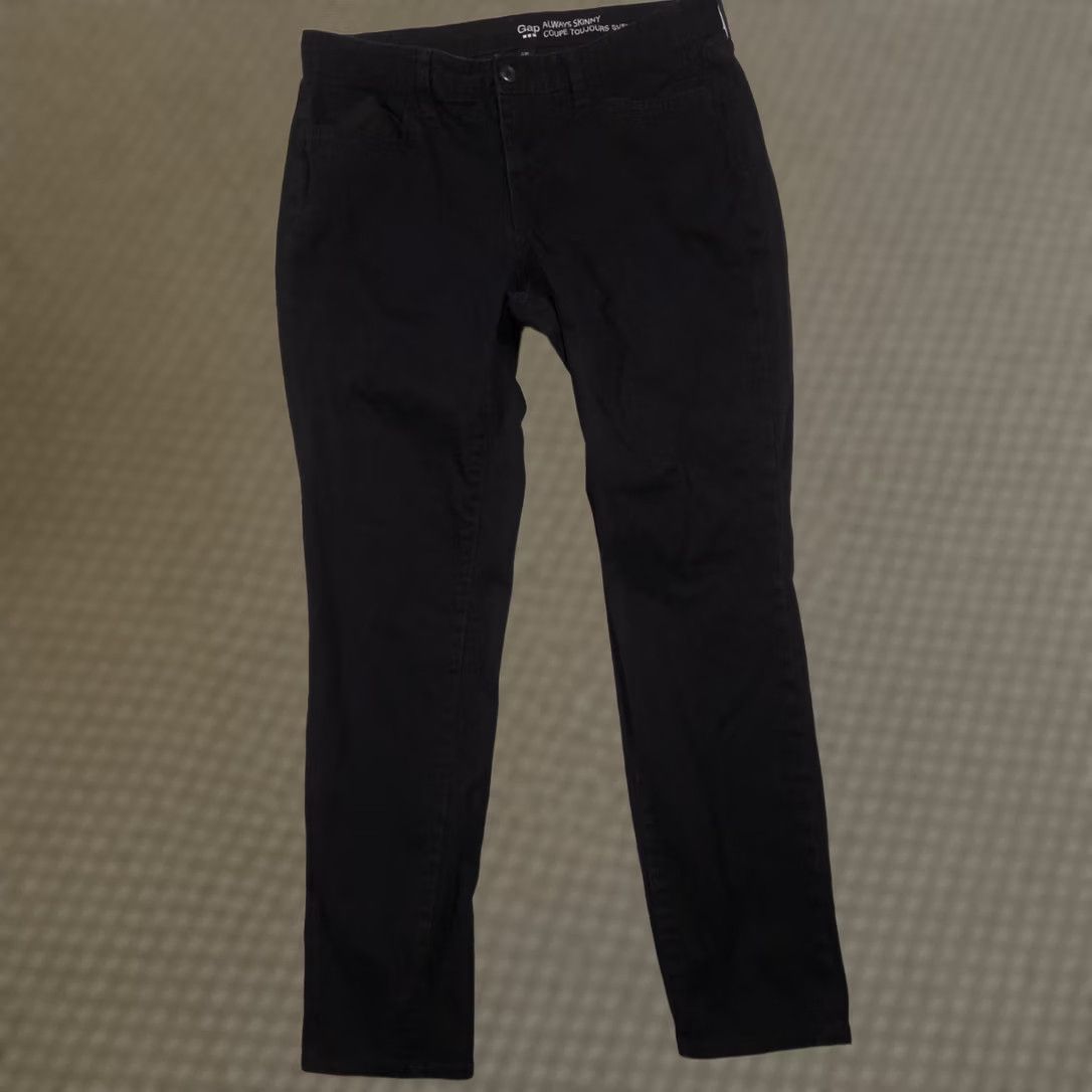 Gap Gap Always Skinny Jeans Womens 10 Black Dark Wash Mid Rise Slim Stretch Jeans Women 10R - 5-Pocket Denim Regular Rise Black Size 32" / US 10 / IT 46 - 1 Thumbnail