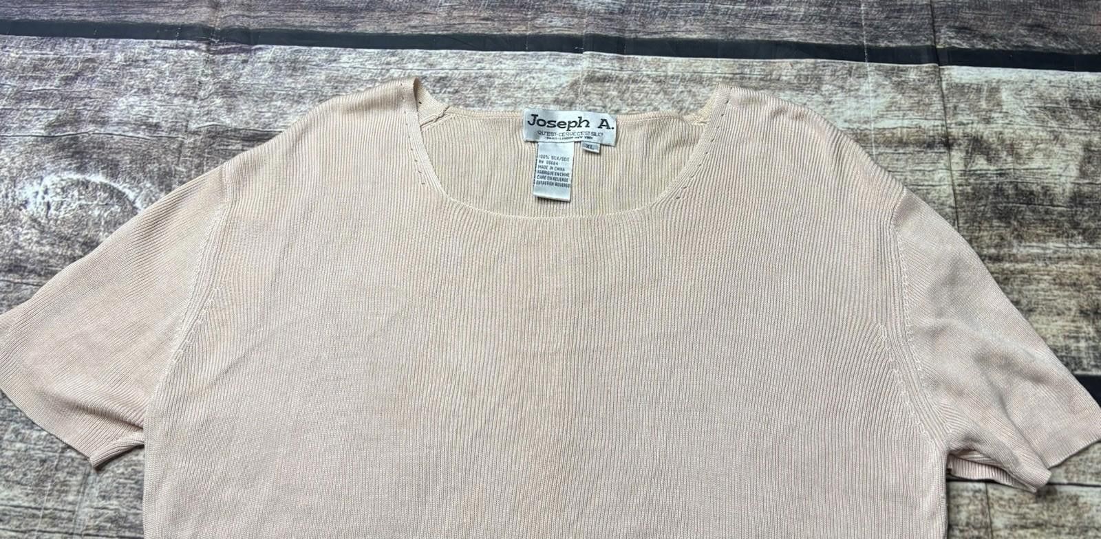 Joseph Abboud Joseph A Silk Top Womens Medium Knit Short Sleeve Pink Size M / US 6-8 / IT 42-44 - 4 Thumbnail