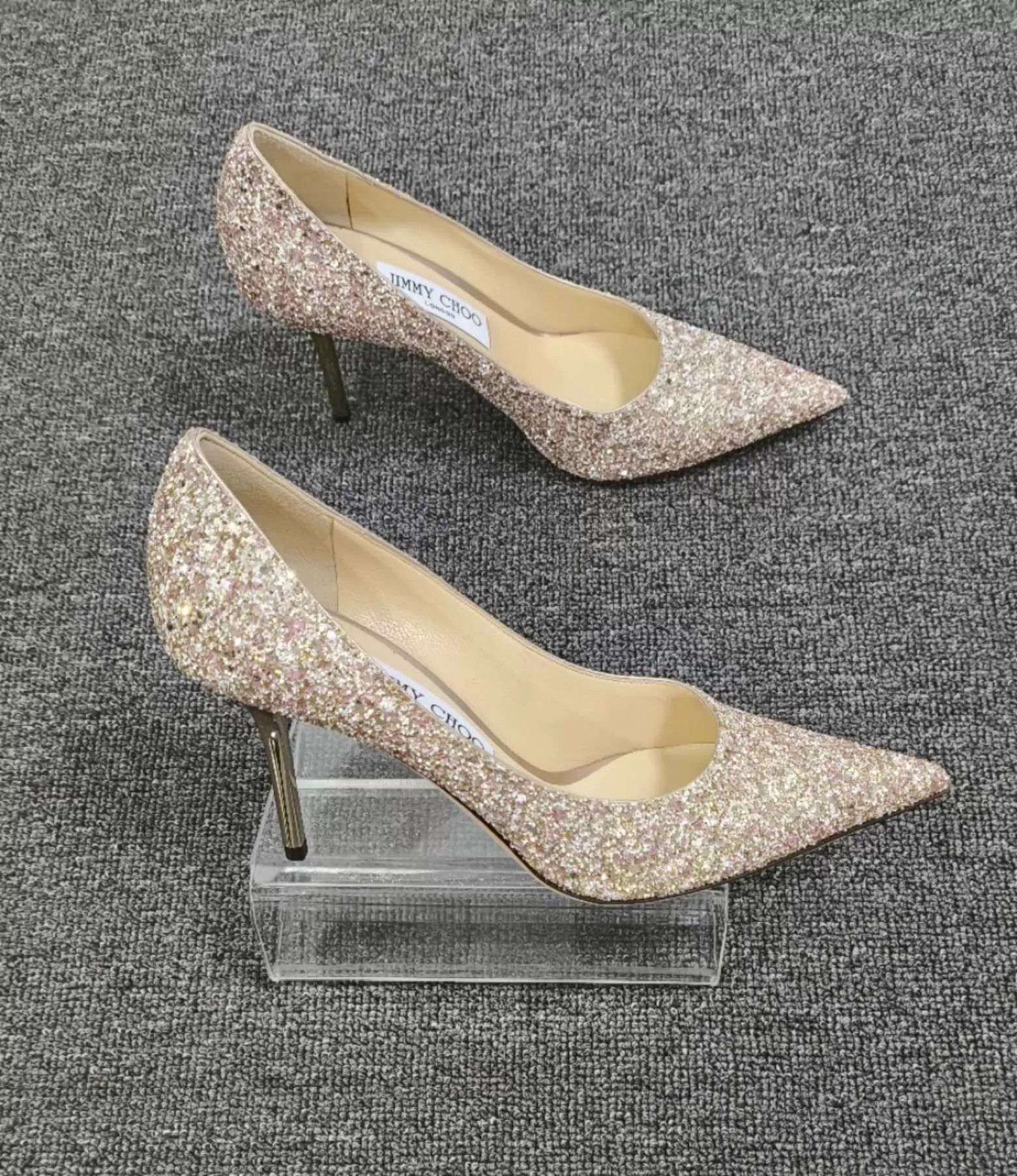 Jimmy Choo Jimmy Choo Pink Sequin Metallic Heel Pumps Size US 6.5 / IT 36.5 - 4 Thumbnail