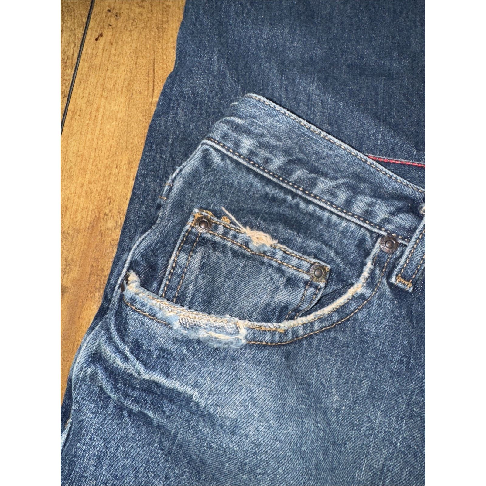 Mossimo VNTG Mossimo Button Fly Denim Jeans Blue 34x30 Straight Size US 34 / EU 50 - 6 Thumbnail