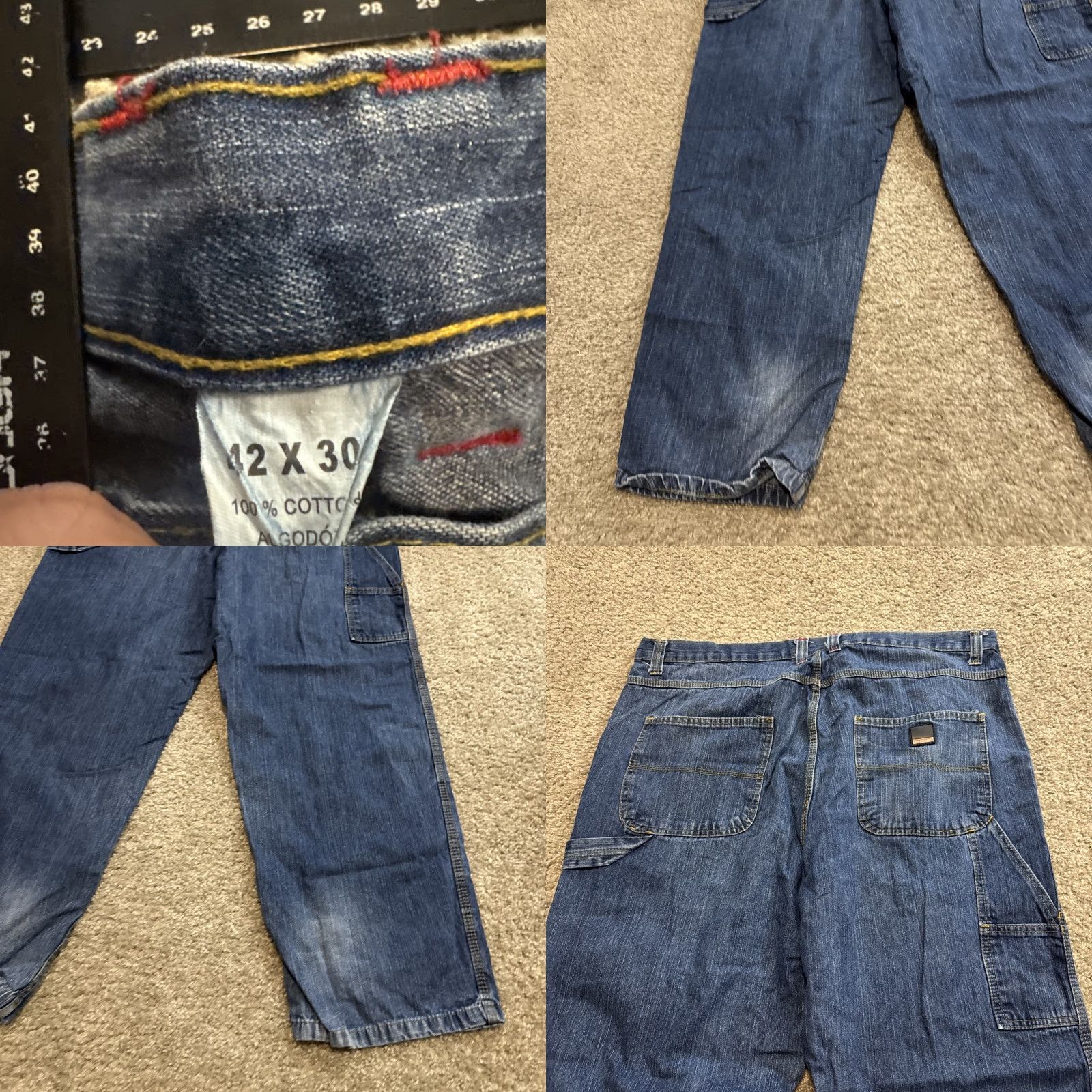 Denime Craftsman Workwear Jeans Blue Denim 42x30 Wide-Leg Men Regular Jeans Color Blue Inseam 30 Size US 42 / EU 58 - 8 Thumbnail