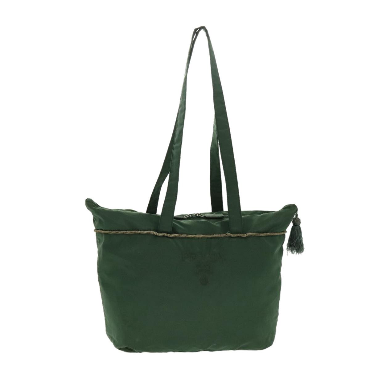 PRADA Tote Bag Nylon Green Silver