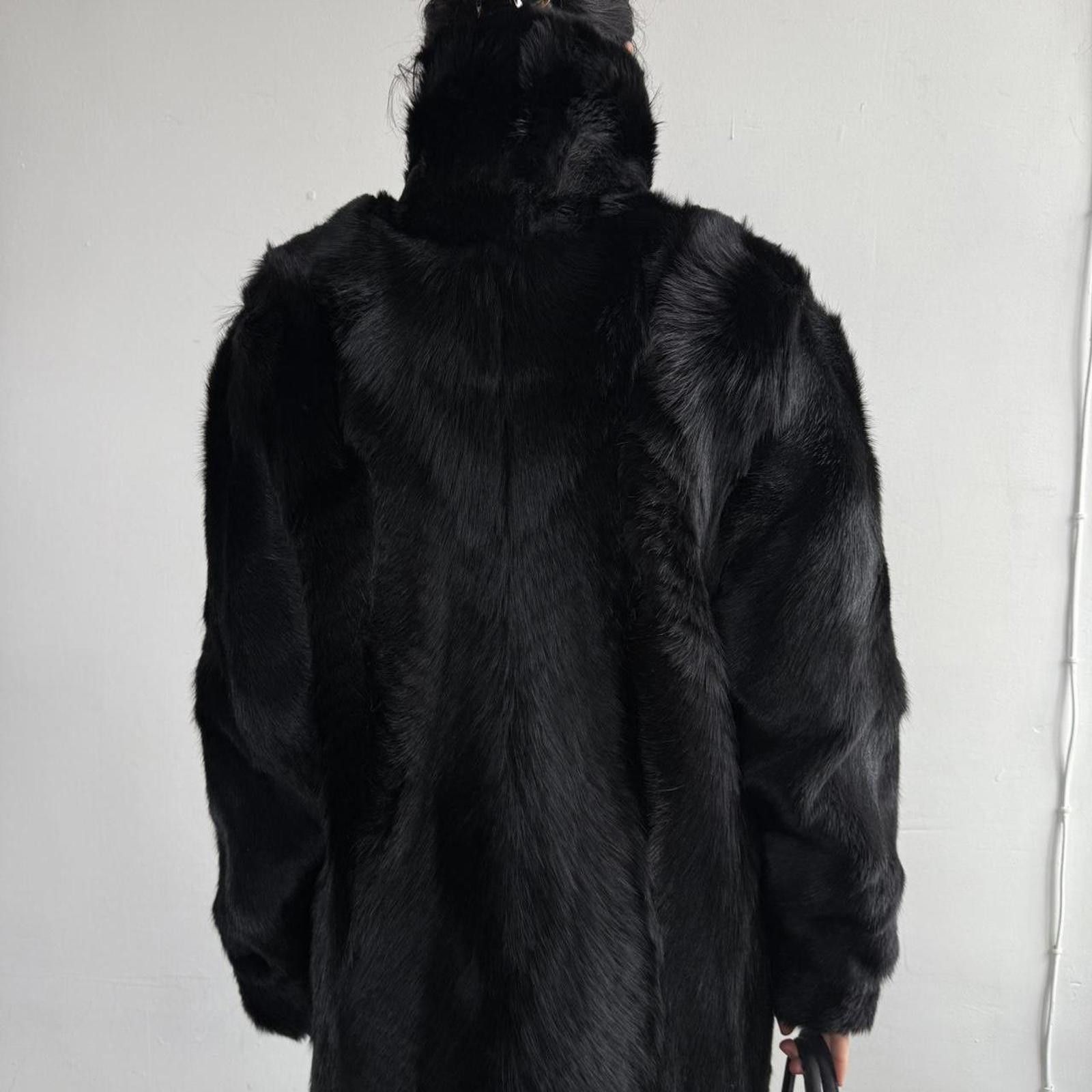 If Six Was Nine Vintage Real Fur Black Maxi Coat Size L / US 10 / IT 46 - 4 Thumbnail