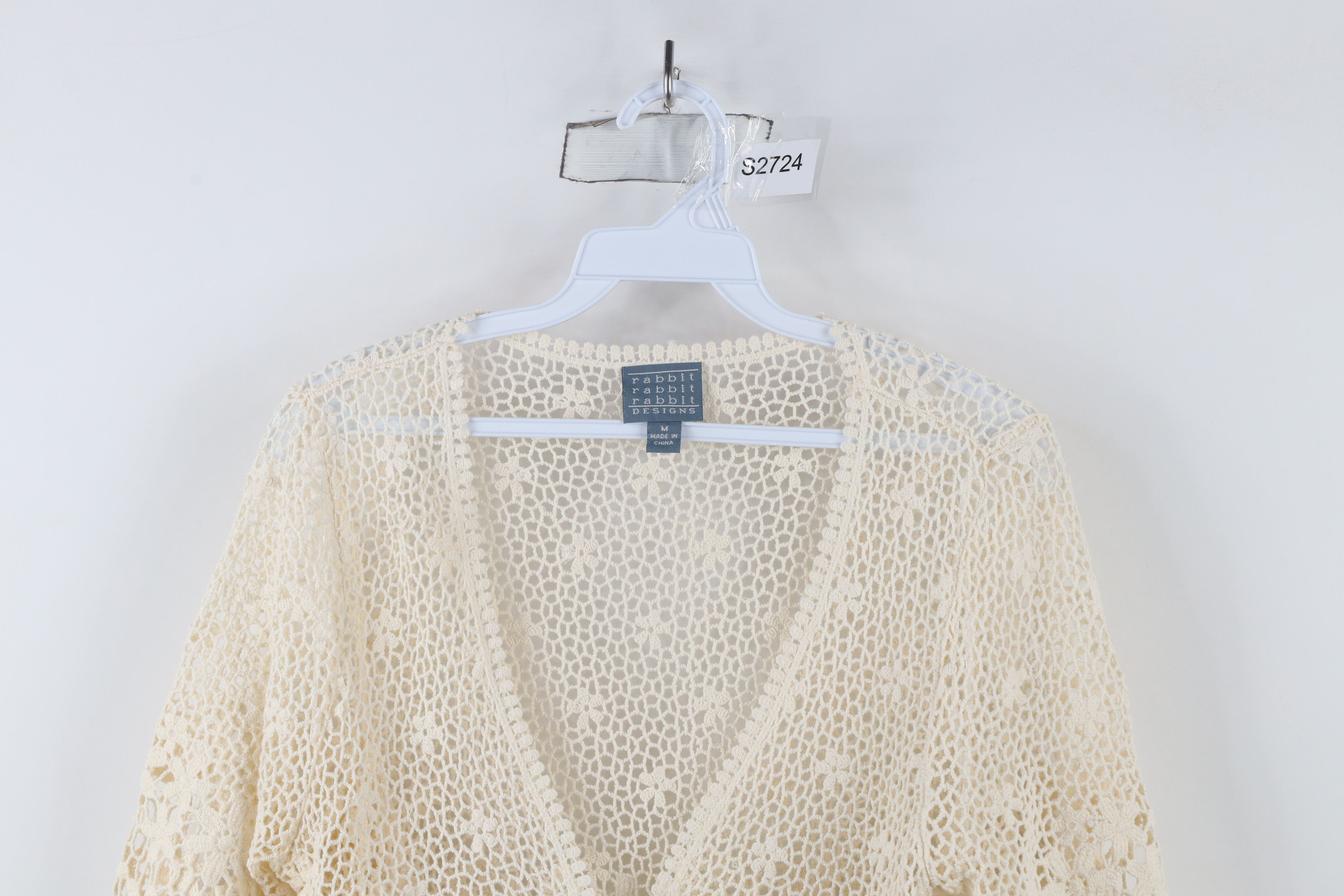Vintage Vintage 90s Y2K Babydoll Crochet Flower Cardigan Sweater Size M / US 6-8 / IT 42-44 - 2 Thumbnail