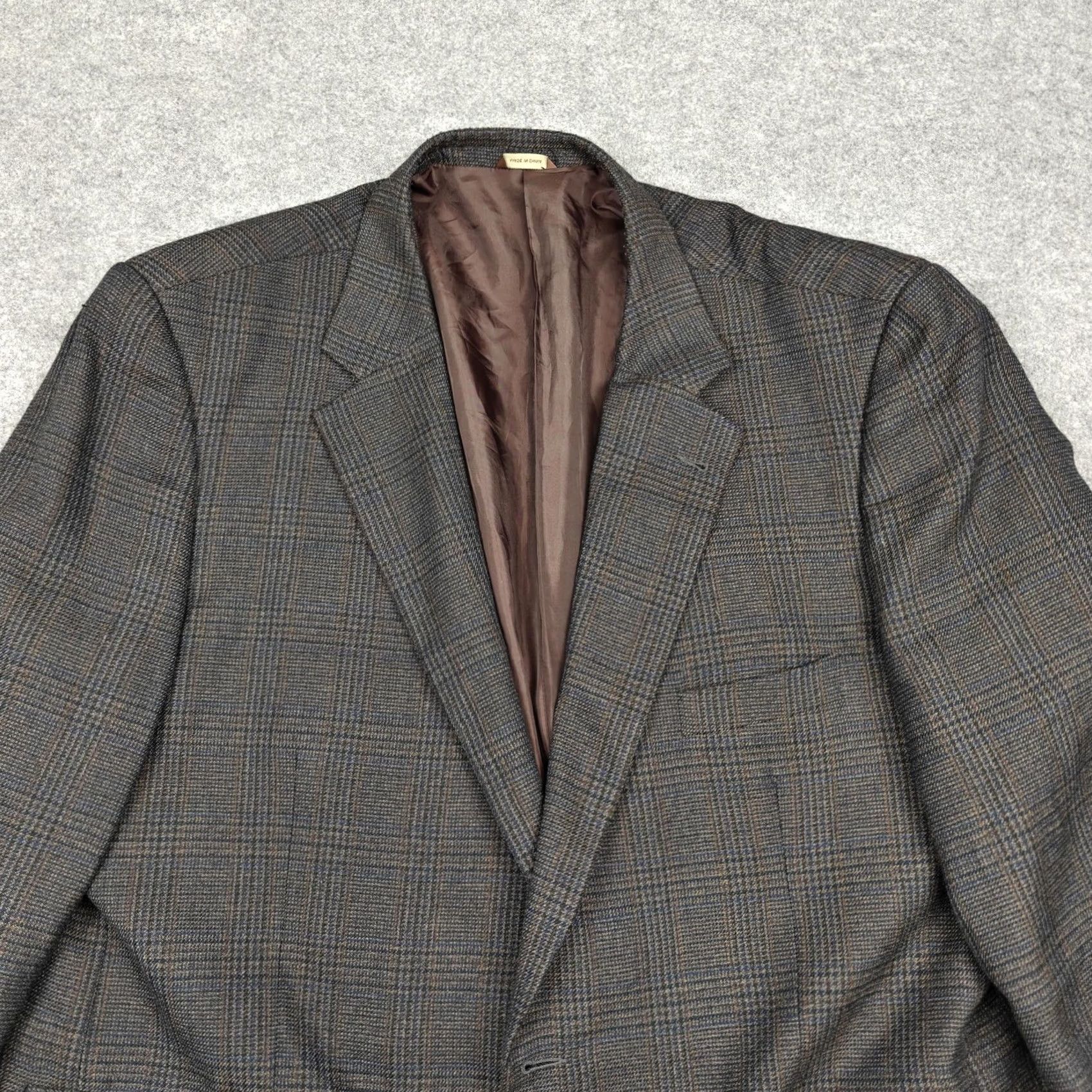 Vintage VINTAGE Oak Hill Blazer Mens 54 Brown Plaid Polyester Rayon Sport Coat Jacket Tweed Size 54R - 4 Thumbnail