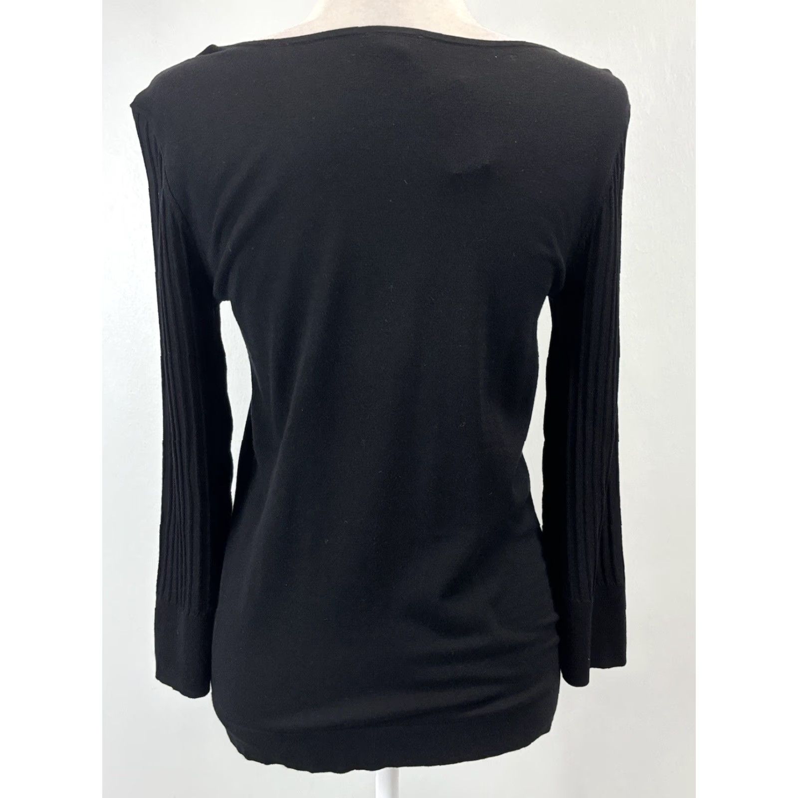 Talbots NEW! Talbots Fine Knit Sweater XS Black Textured Sleeves Women’s Size XS / US 0-2 / IT 36-38 - 3 Thumbnail