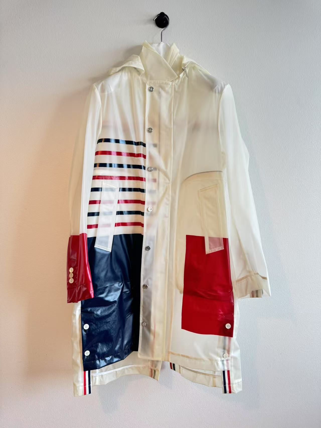 Thom Browne Thom Browne Transparent Stripe Rain Coat Size US M / EU 48-50 / 2 - 1 Thumbnail