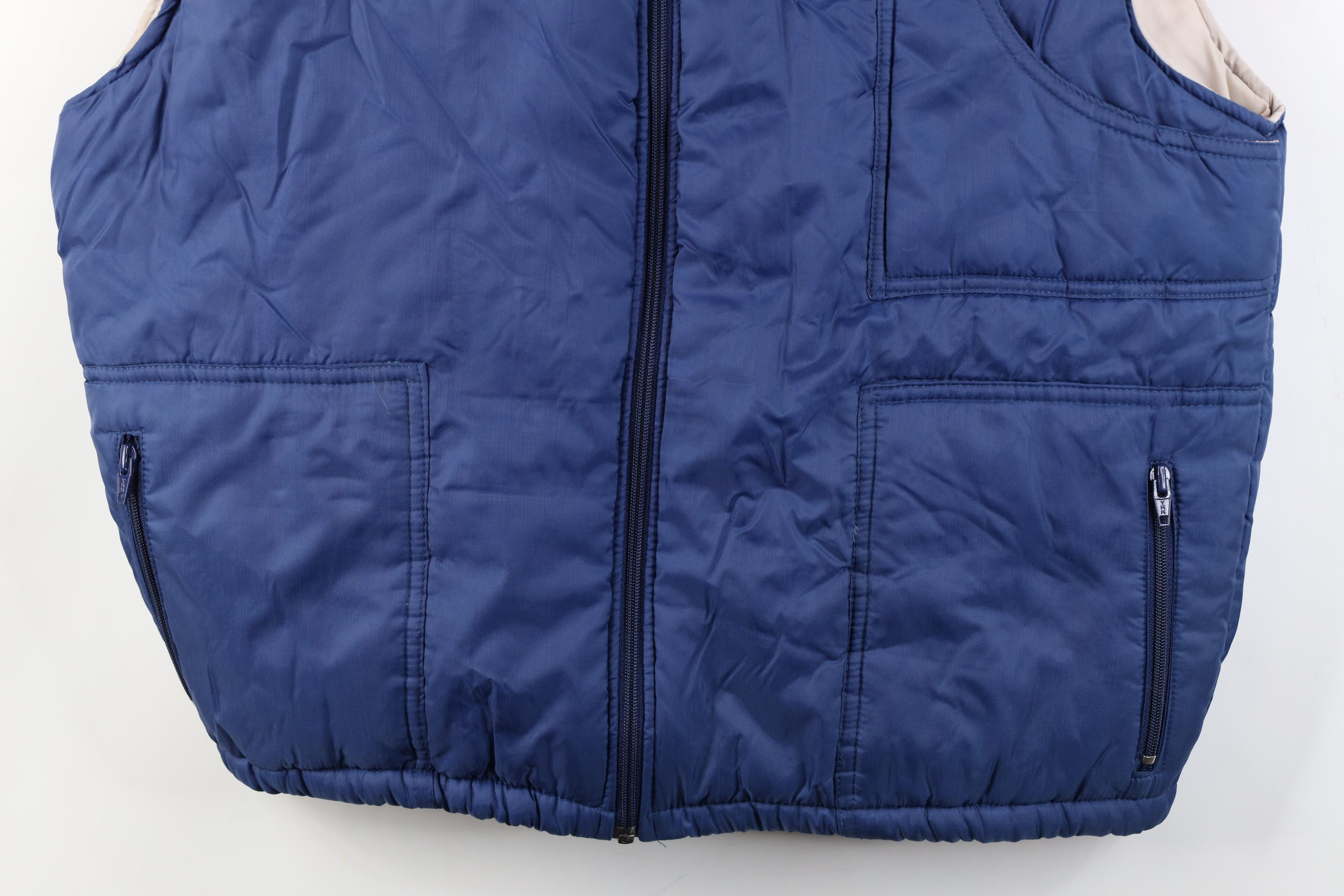 Vintage Vintage 70s Streetwear Full Zip Puffer Vest Jacket Navy Blue Size US L / EU 52-54 / 3 - 3 Thumbnail