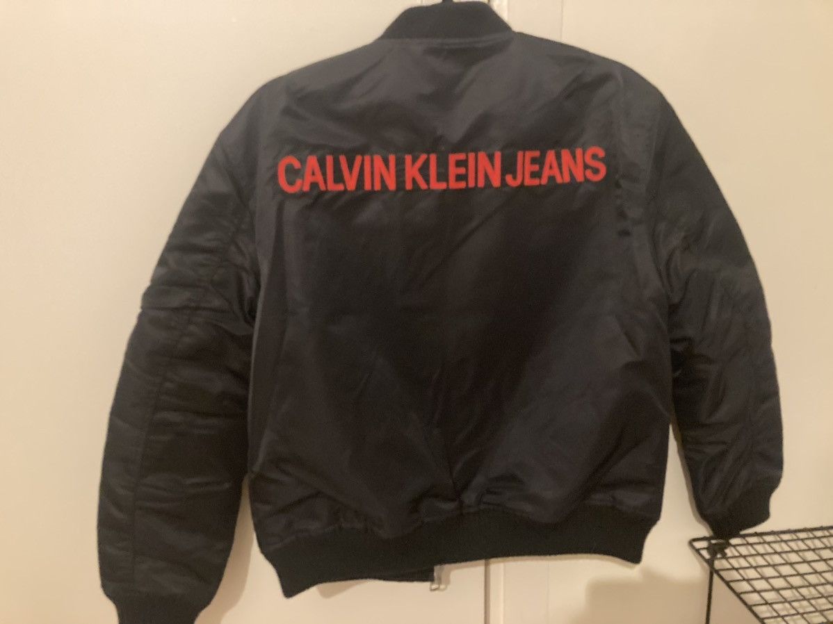 image of Calvin Klein Bomber With Red Logo in Black, Women's (Size XS)