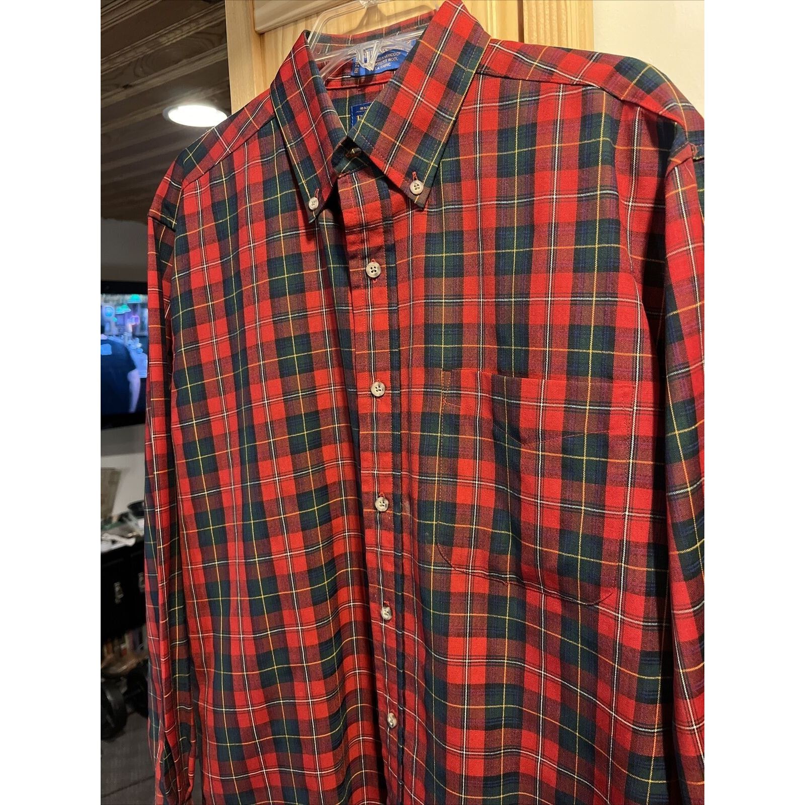 Pendleton Pendleton Men’s M Red Plaid Long Sleeve Button Up Wool Shirt Size US M / EU 48-50 / 2 - 15 Thumbnail
