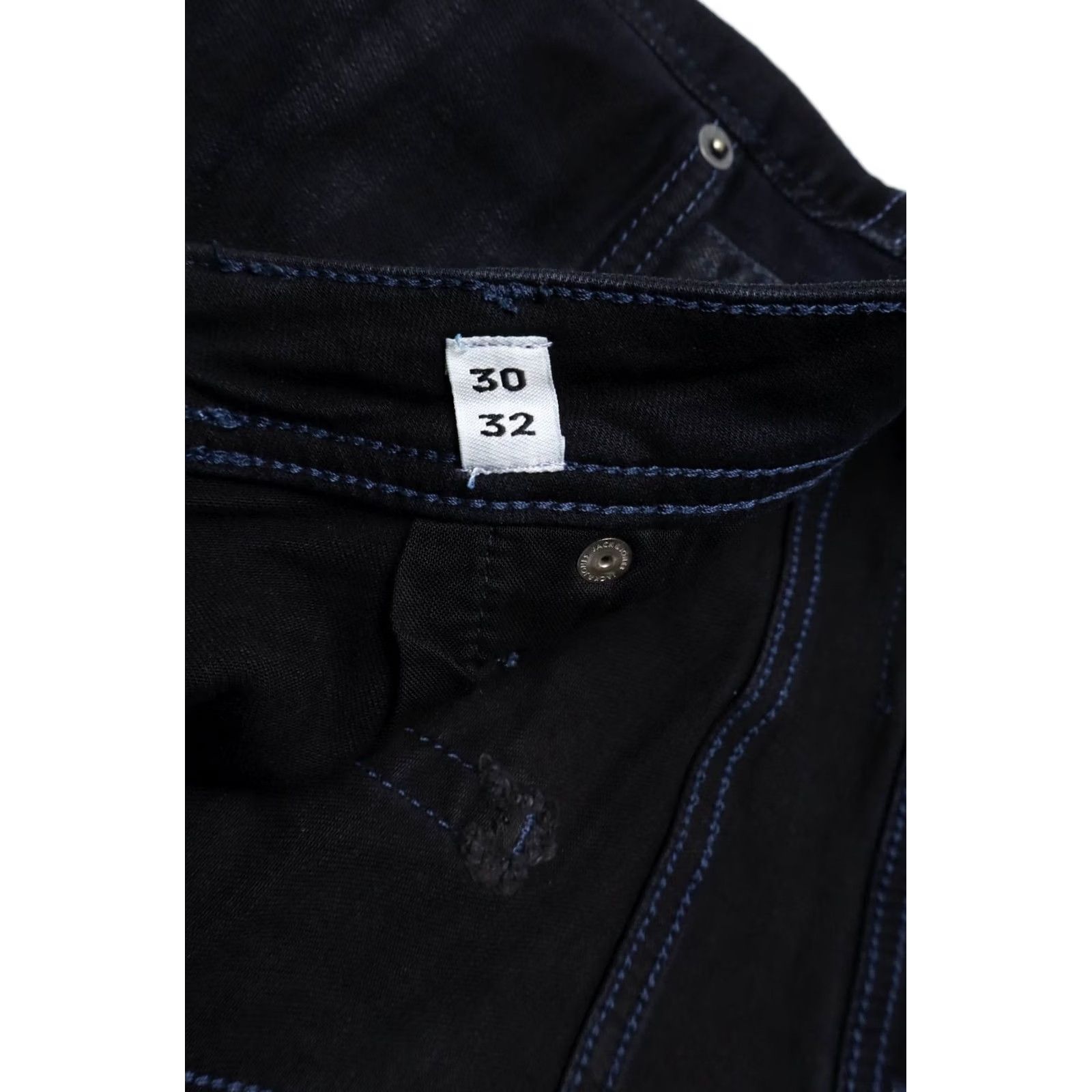 Jack & Jones JACK & JONES Slim/Glenn Jeans Men's W30/L32 Dark Blue Faed Whiskers Button Fly Jeans Size US 30 / EU 46 - 6 Thumbnail