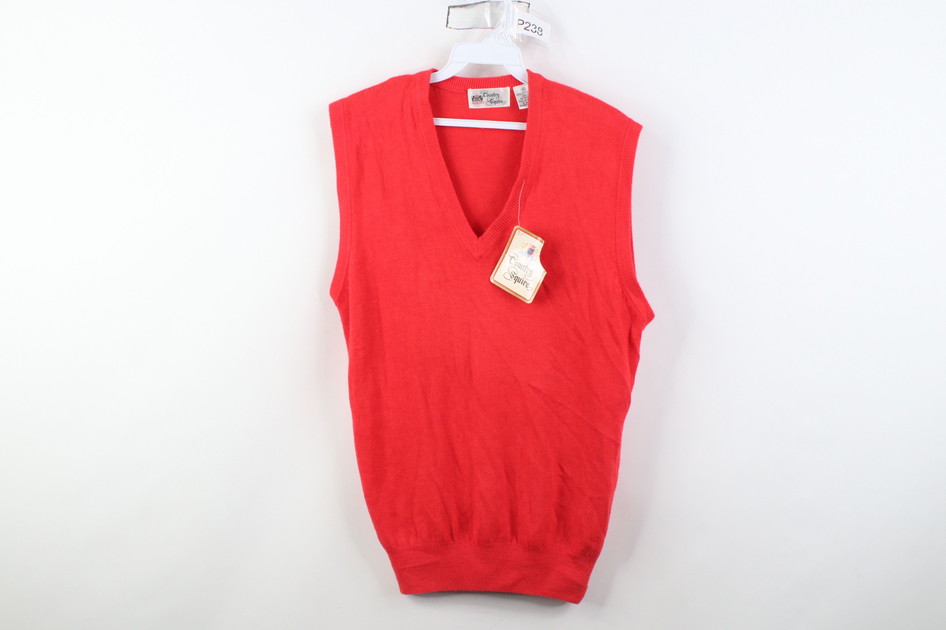 Vintage Deadstock Vintage 70s Soft Knit V-Neck Sweater Vest Red Size M / US 6-8 / IT 42-44 - 1 Thumbnail