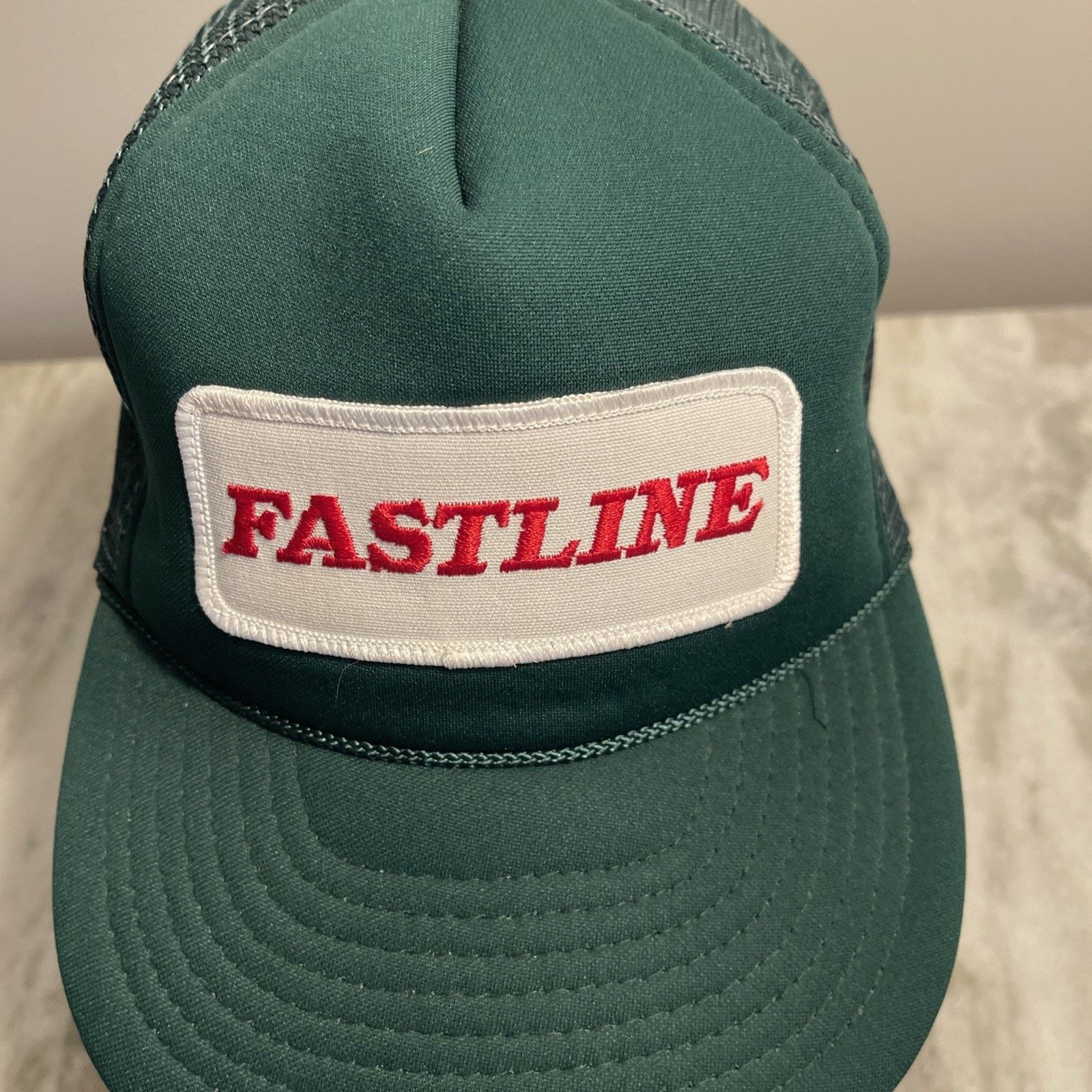 Vintage Vintage FASTLINE Farmers Cap Truckers Adjustable Green Hat Size ONE SIZE - 2 Thumbnail