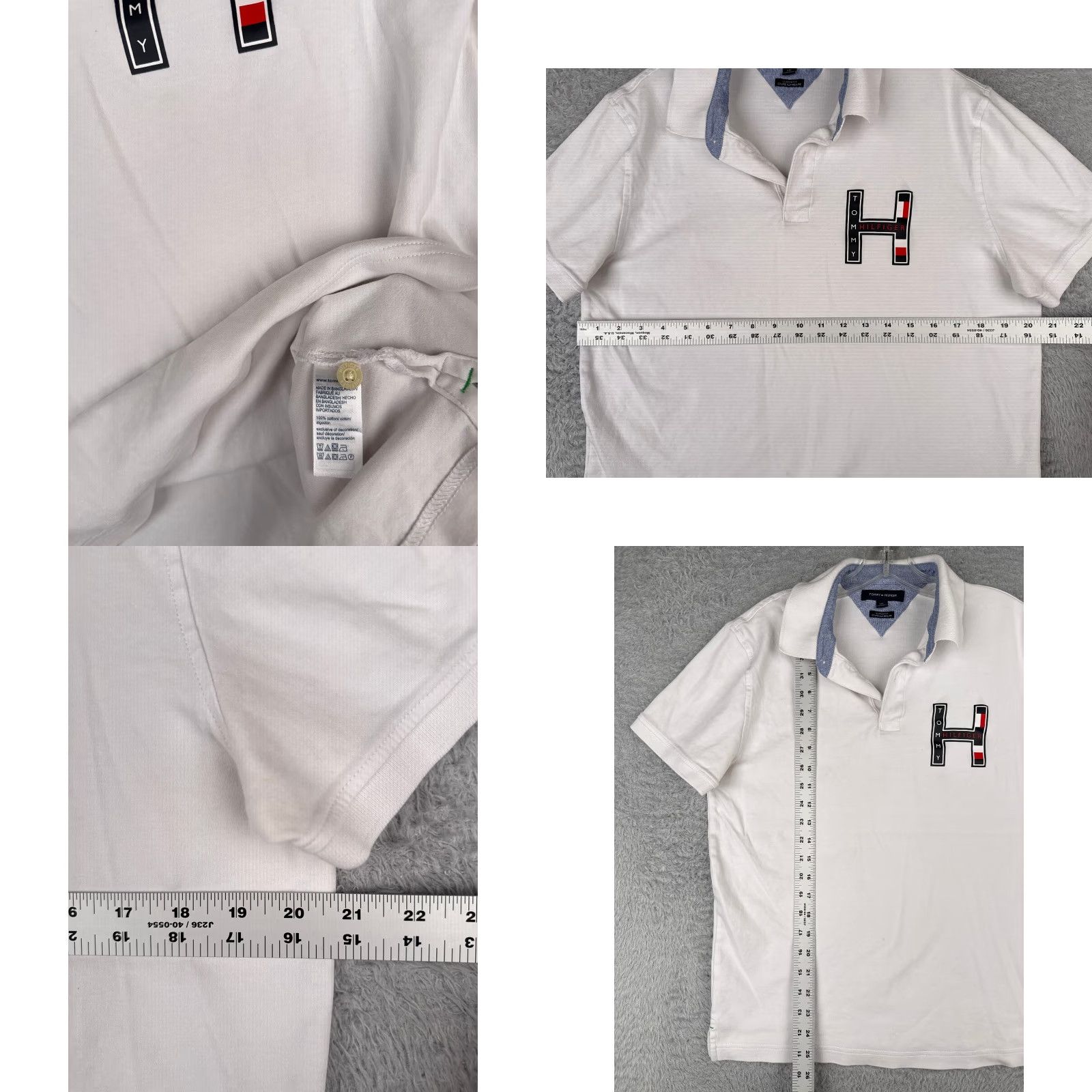 Tommy Hilfiger Tommy Hilfiger Slim Fit Polo Shirt Men Large White 100% Cotton Activewear Logo Size US L / EU 52-54 / 3 - 8 Thumbnail
