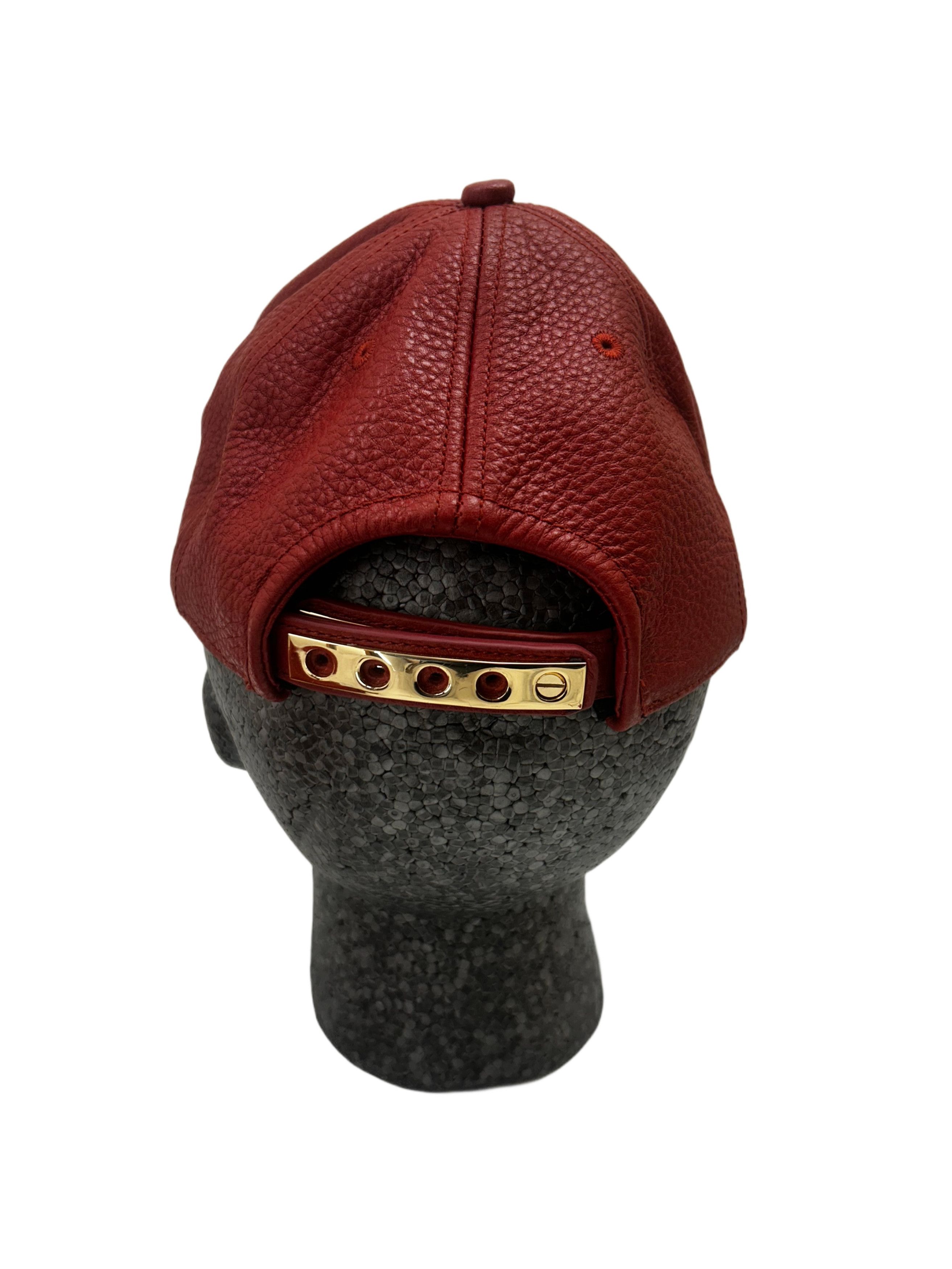 Buscemi Guts Red Leather Screwback Cap Size ONE SIZE - 4 Thumbnail