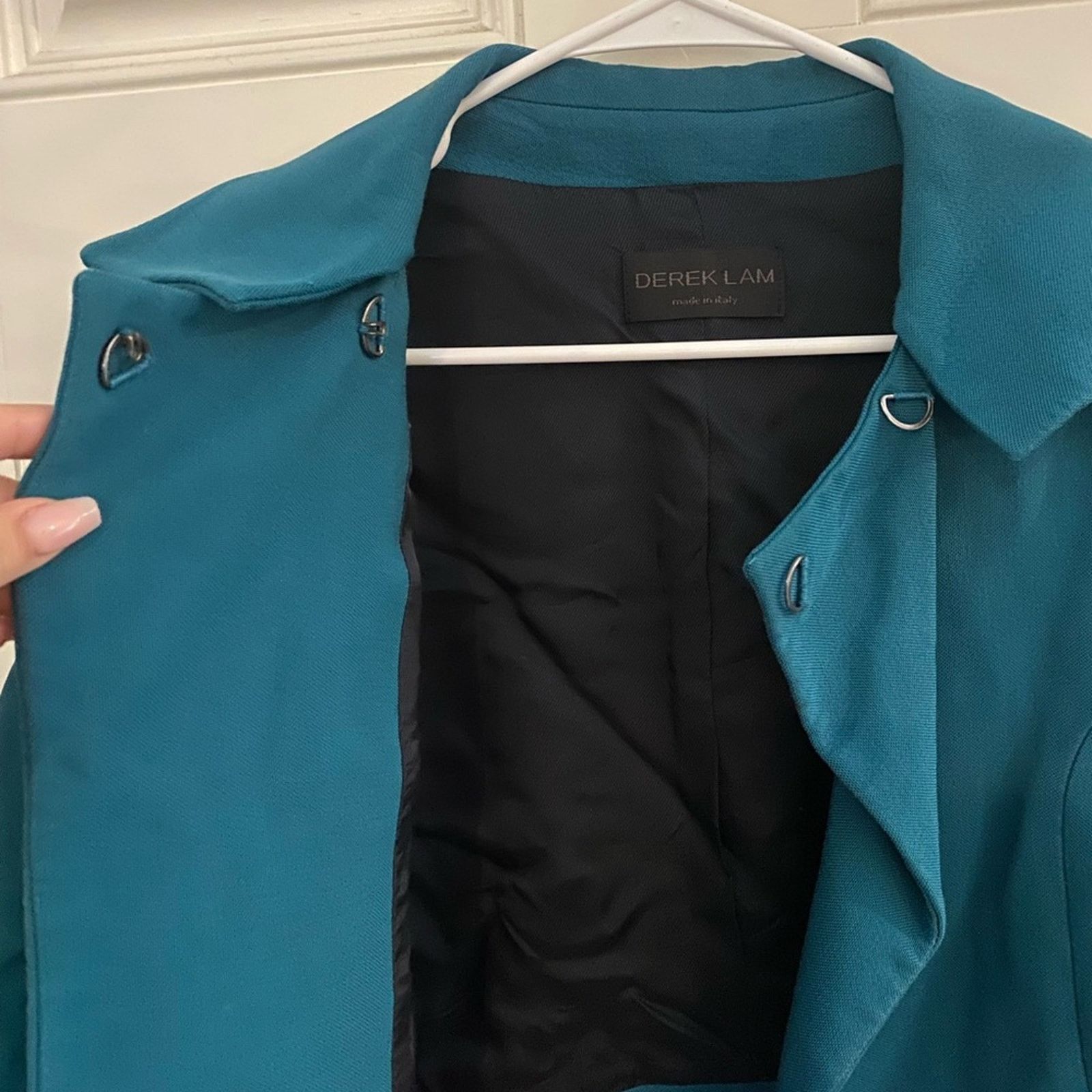 Derek Lam 10 Crosby Derek Lam Teal Green 3/4 Sleeve Swing Blazer Jacket SZ. 4 Size S / US 4 / IT 40 - 4 Thumbnail