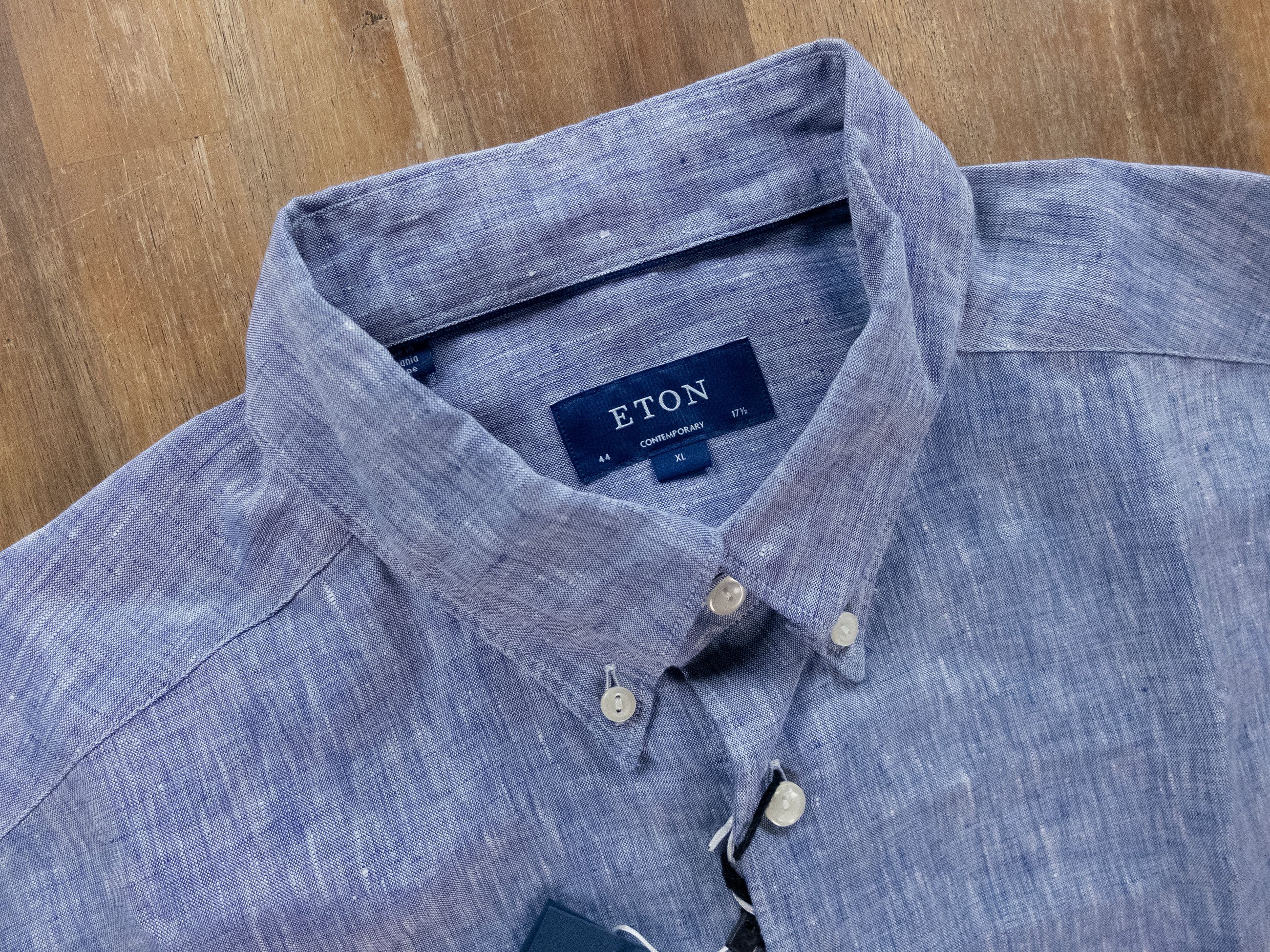 Eton ETON of Sweden contemporary fit blue linen shirt 44 XL Size US XL / EU 56 / 4 - 5 Thumbnail