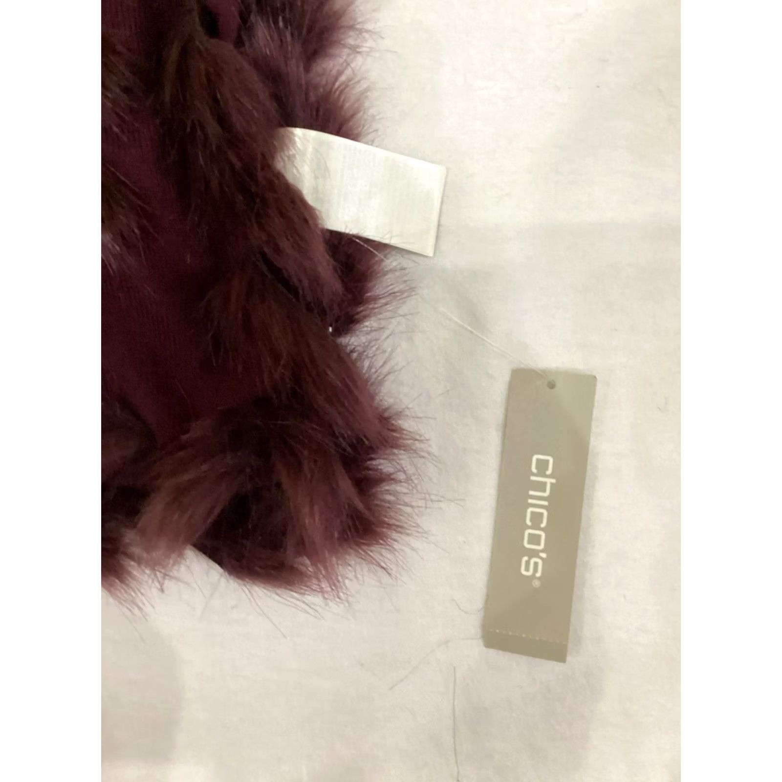 Vintage Chicos Scarf Wrap Womens One Size Deep Merlot BNWT Soft Wrap Fur Whip Stitch Winter Size ONE SIZE - 3 Thumbnail