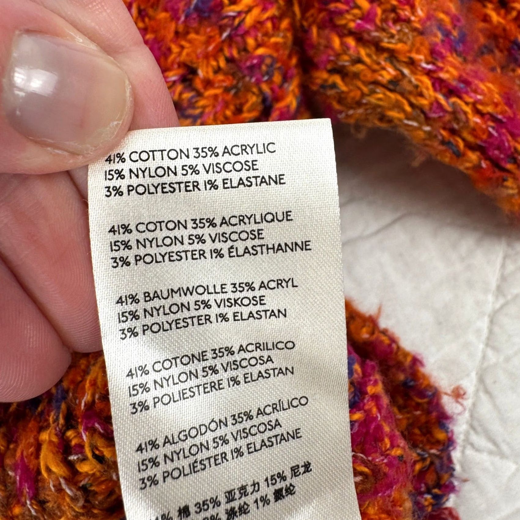 Free People Free People Highland V-Neck Sweater Orange Multi Space Dye Chunky Knit XS Size XS / US 0-2 / IT 36-38 - 5 Thumbnail
