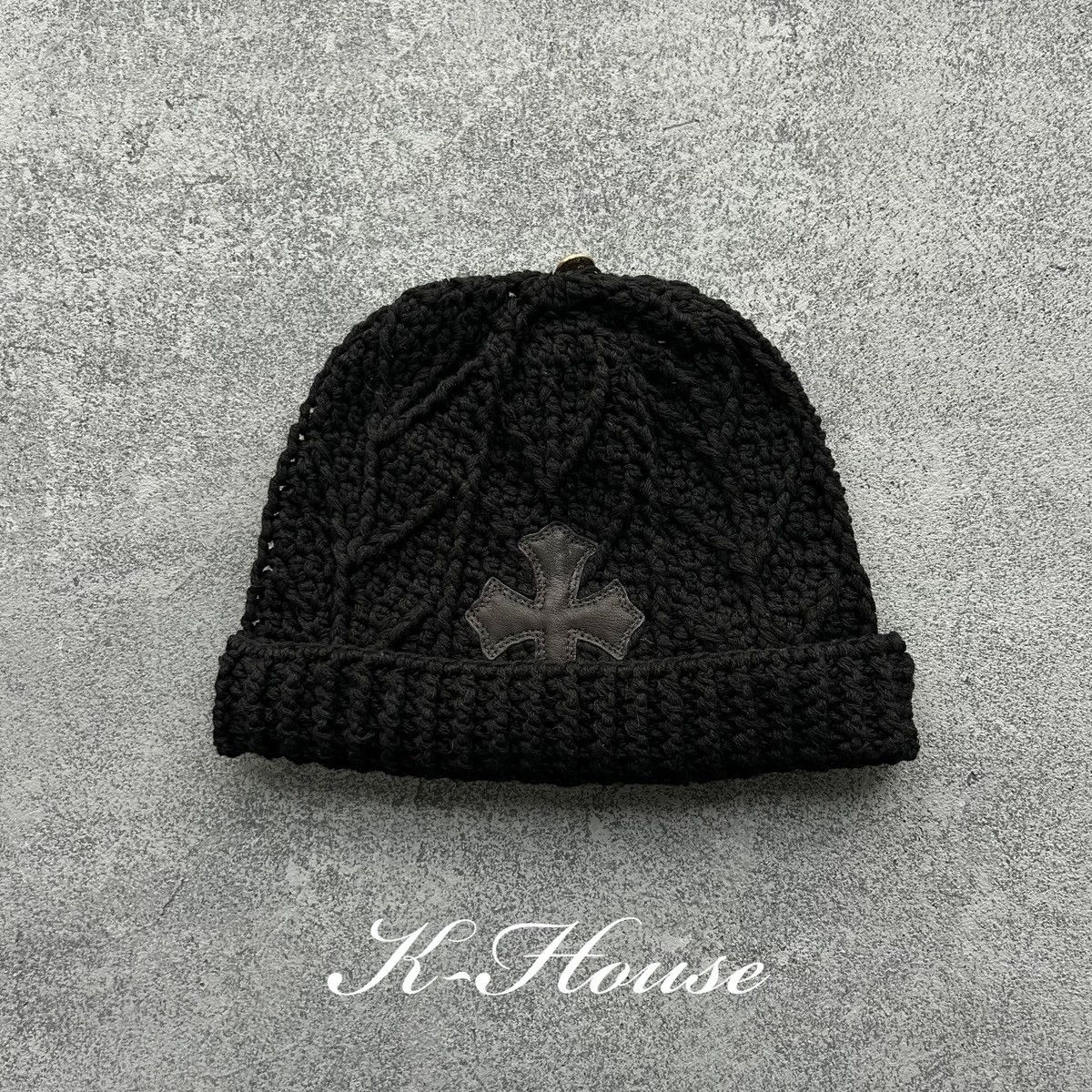 Chrome Hearts Chrome Hearts Black Cotton Knit Cross Patch Beanie Size ONE SIZE - 2 Thumbnail