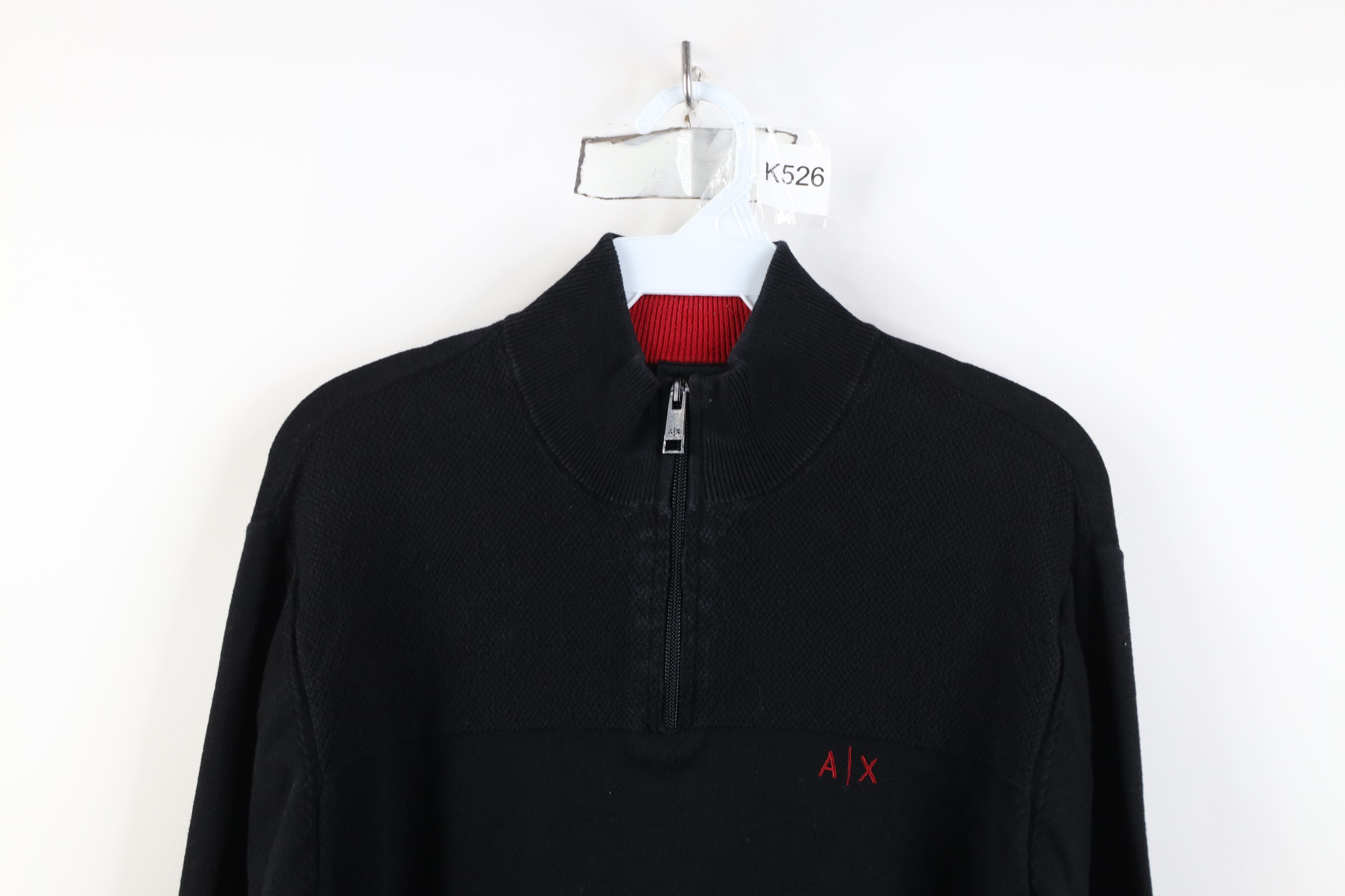 Armani Exchange Armani Exchange Thermal Knit 1/4 Half Zip Sweater Black Size US M / EU 48-50 / 2 - 2 Thumbnail