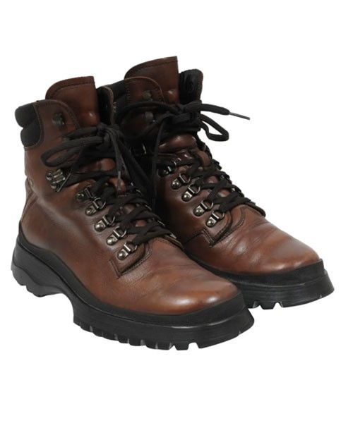 Prada Combat Hiking Boots Brown Leather Lug Sole - 01590 Size US 8.5 / EU 41-42 - 1 Thumbnail