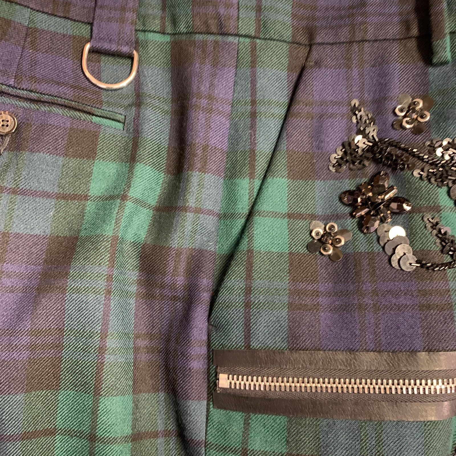 Dsquared2 Green Navy Black Blackwatch Plaid Wool Bondage Casual Pants Size US 38 / EU 54 - 9 Thumbnail