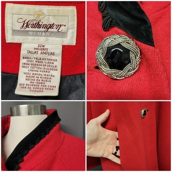Worthington Vintage 90s Worthington 60s Style Jackie O Kennedy Red Wool Size 3XL / US 20-22 - 4 Thumbnail