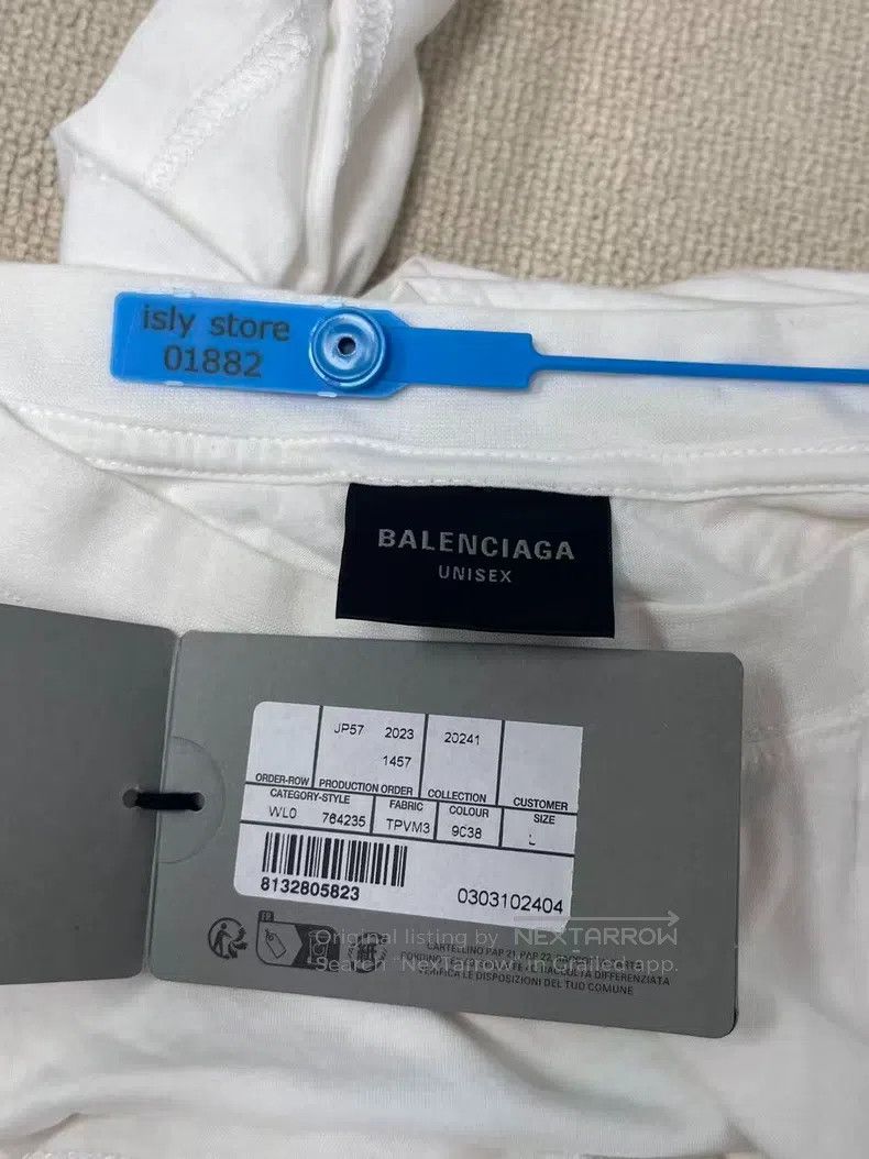 Balenciaga Balenciaga Distressed Blue Label Logo Letter Pattern Print Size US L / EU 52-54 / 3 - 5 Thumbnail