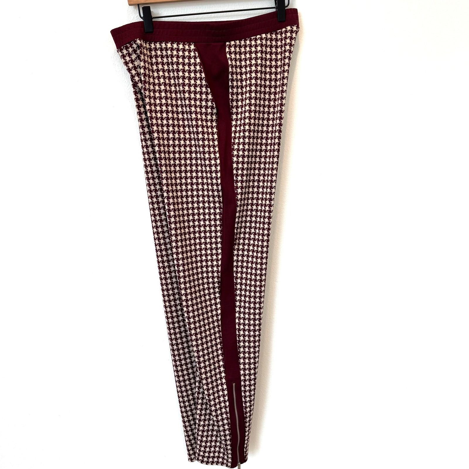 Rag & Bone Rag & Bone Mari Houndstooth Maroon Knit Track Pants - Medium Size 30" / US 8 / IT 44 - 3 Thumbnail