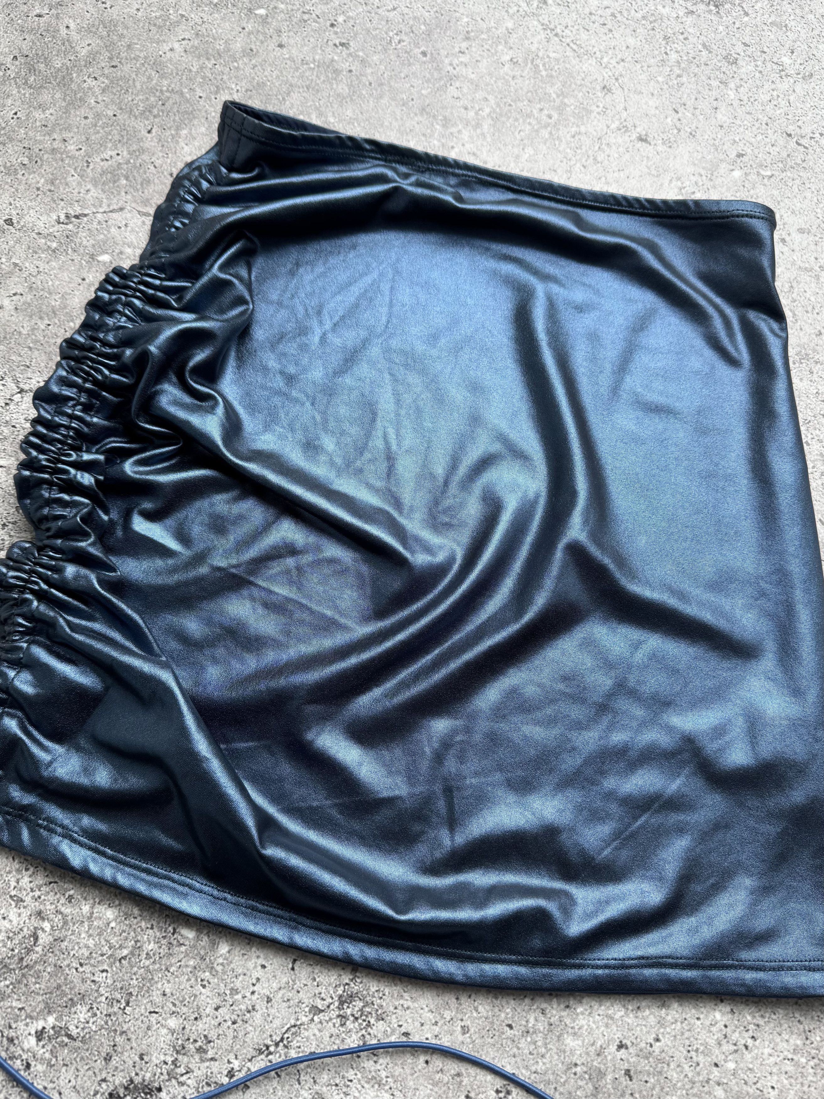 Vintage Vintage Mini Skirt Ruched Side Drawstring (E8) Size 25" / US 0 / IT 36 - 2 Thumbnail