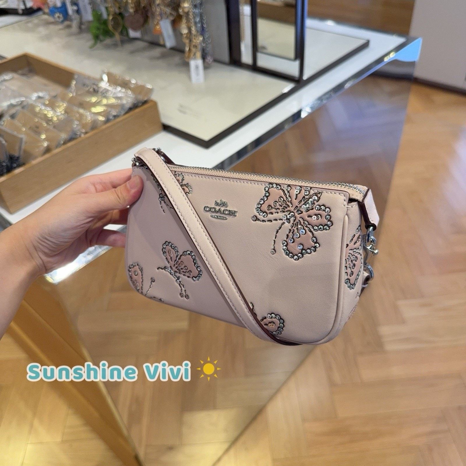 Coach NWT Coach Nolita 19 Sparkly Butterfly CCF58 Silver SEASHELL Size ONE SIZE - 2 Thumbnail