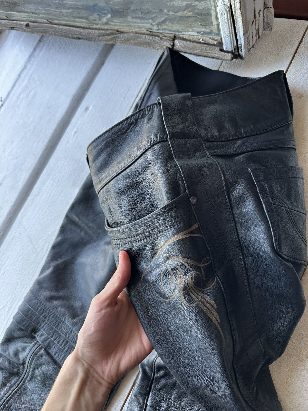 Leather HELD 🚨 LEATHER PANTS RACING VNTG Cowboy Biker Leather Pants Size US 32 / EU 48 - 5 Thumbnail
