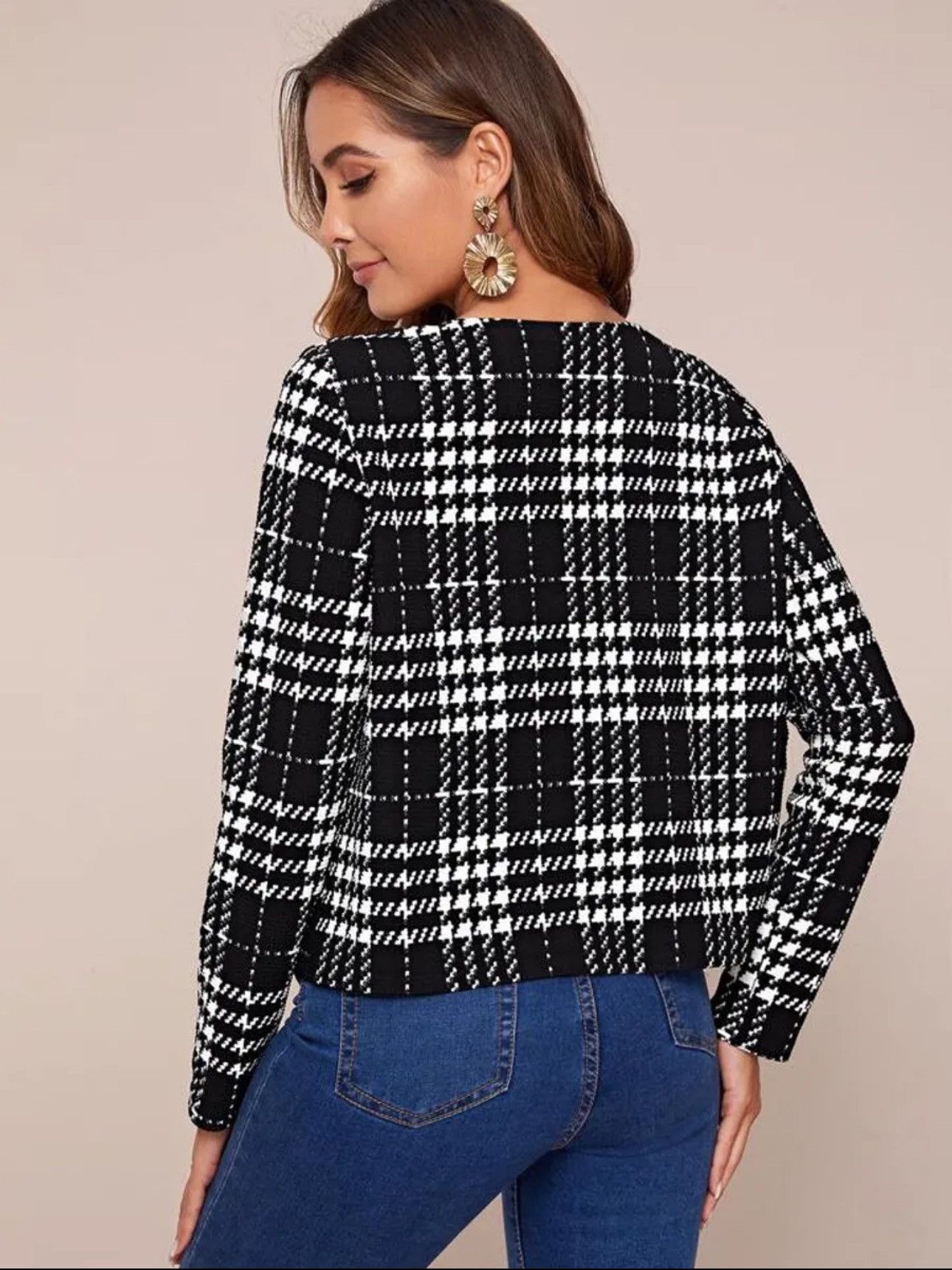 Blaze Houndstooth Cardigan Blazer Size XL / US 12-14 / IT 48-50 - 2 Thumbnail